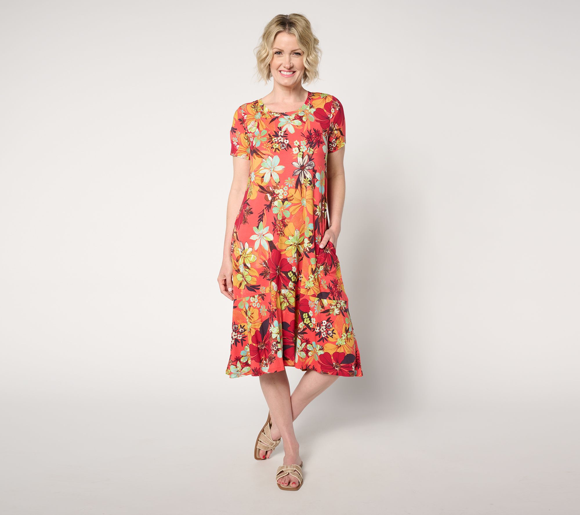 LOGO by Lori Goldstein Petite Rayon 230 Hi-Low Hem Dress