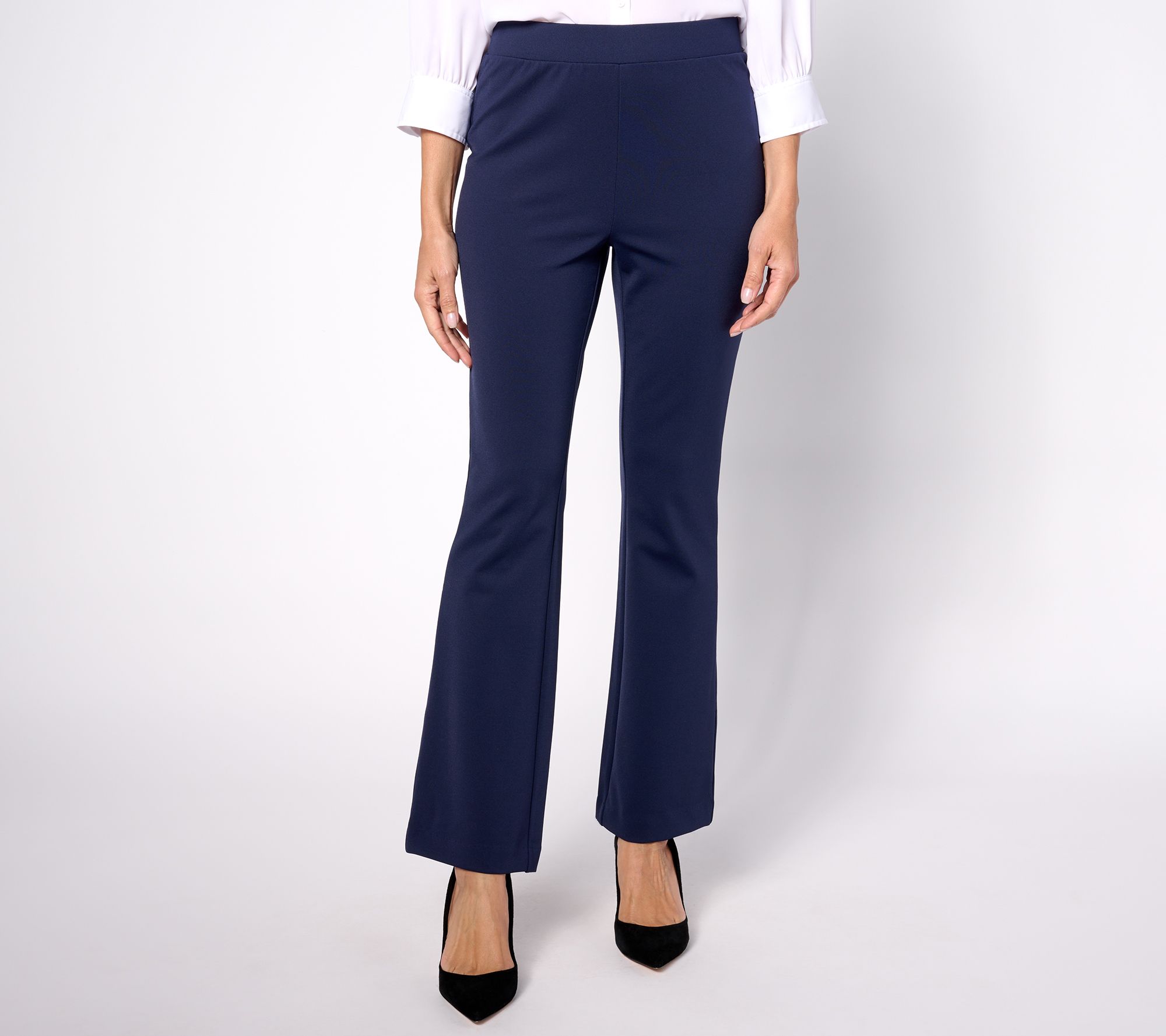 "As Is" Isaac Mizrahi Live! Petite Crepe Ponte Baby Bootcut Pants