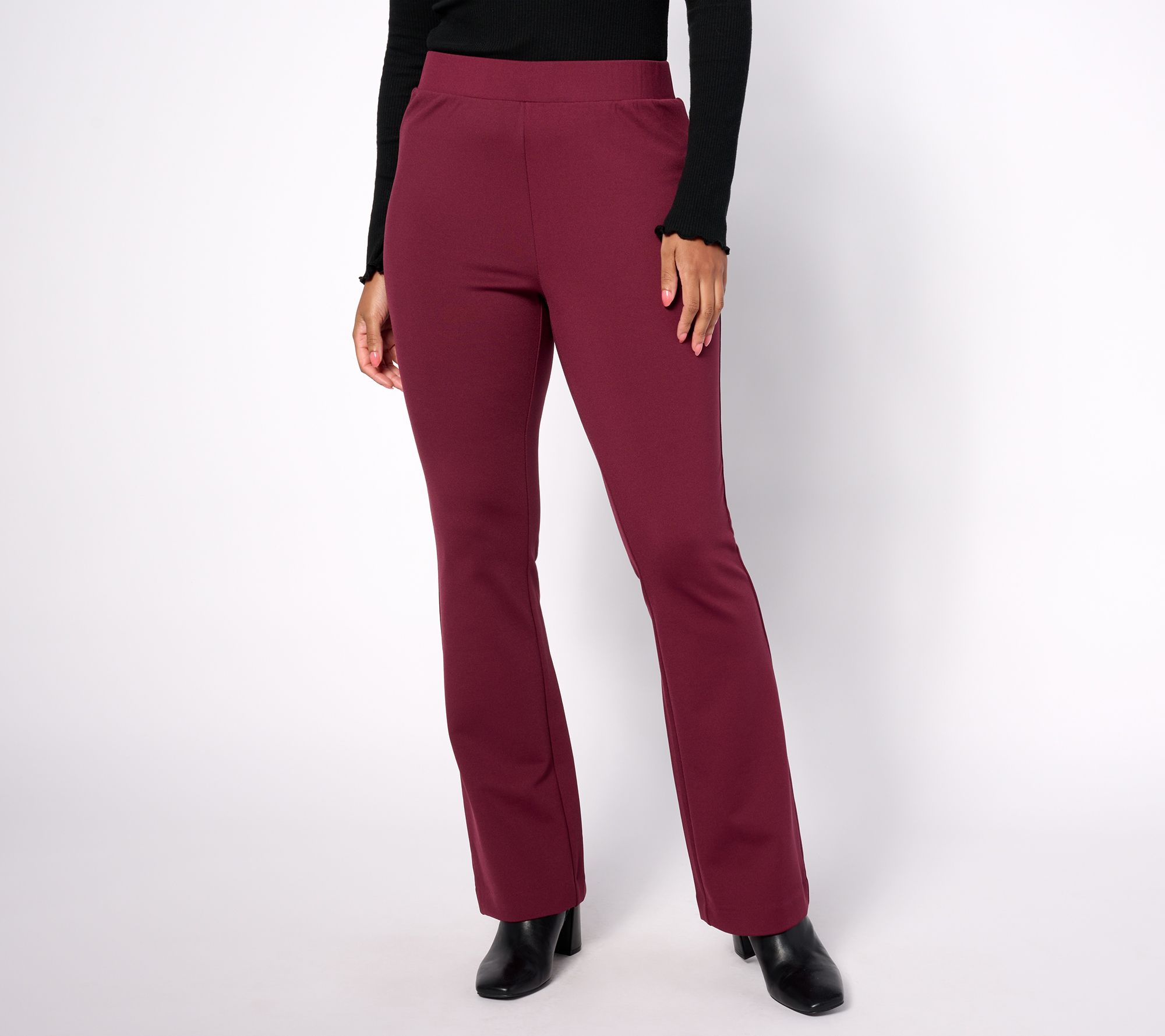 "As Is" Isaac Mizrahi Live! Petite Crepe Ponte Baby Bootcut Pants
