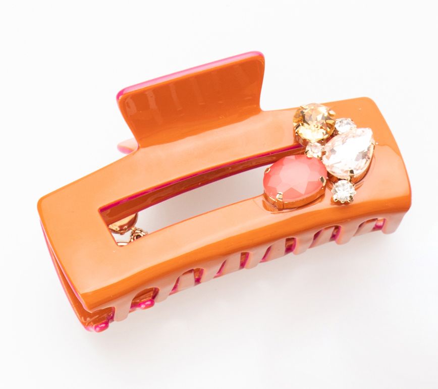 Violet & Brooks Colorblock Claw Clip withCrystal Cluster