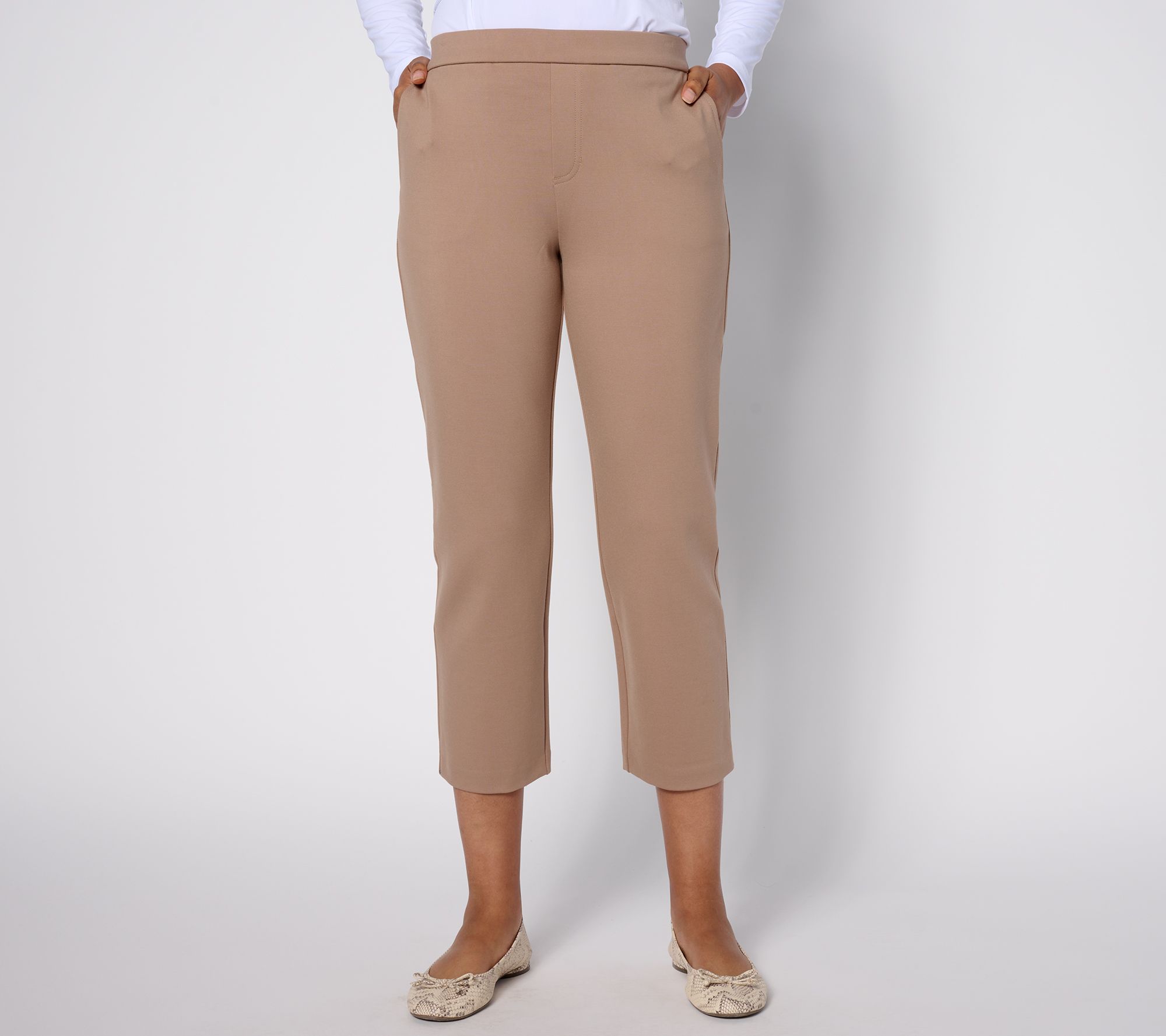 "As Is" Susan Graver Petite Ponte Knit Sofia Straight Leg Crop Pants