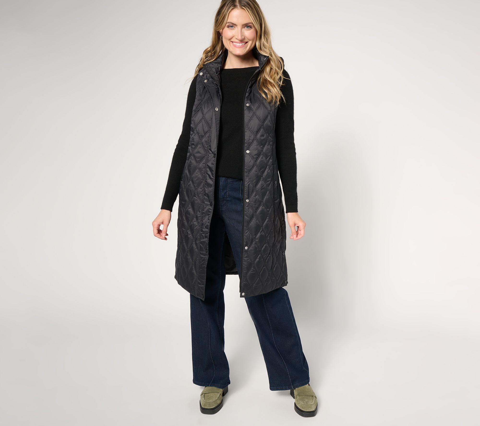 Susan Graver Weekend Regular Water-Resistant Nylon Quilted Vest w/ Hood