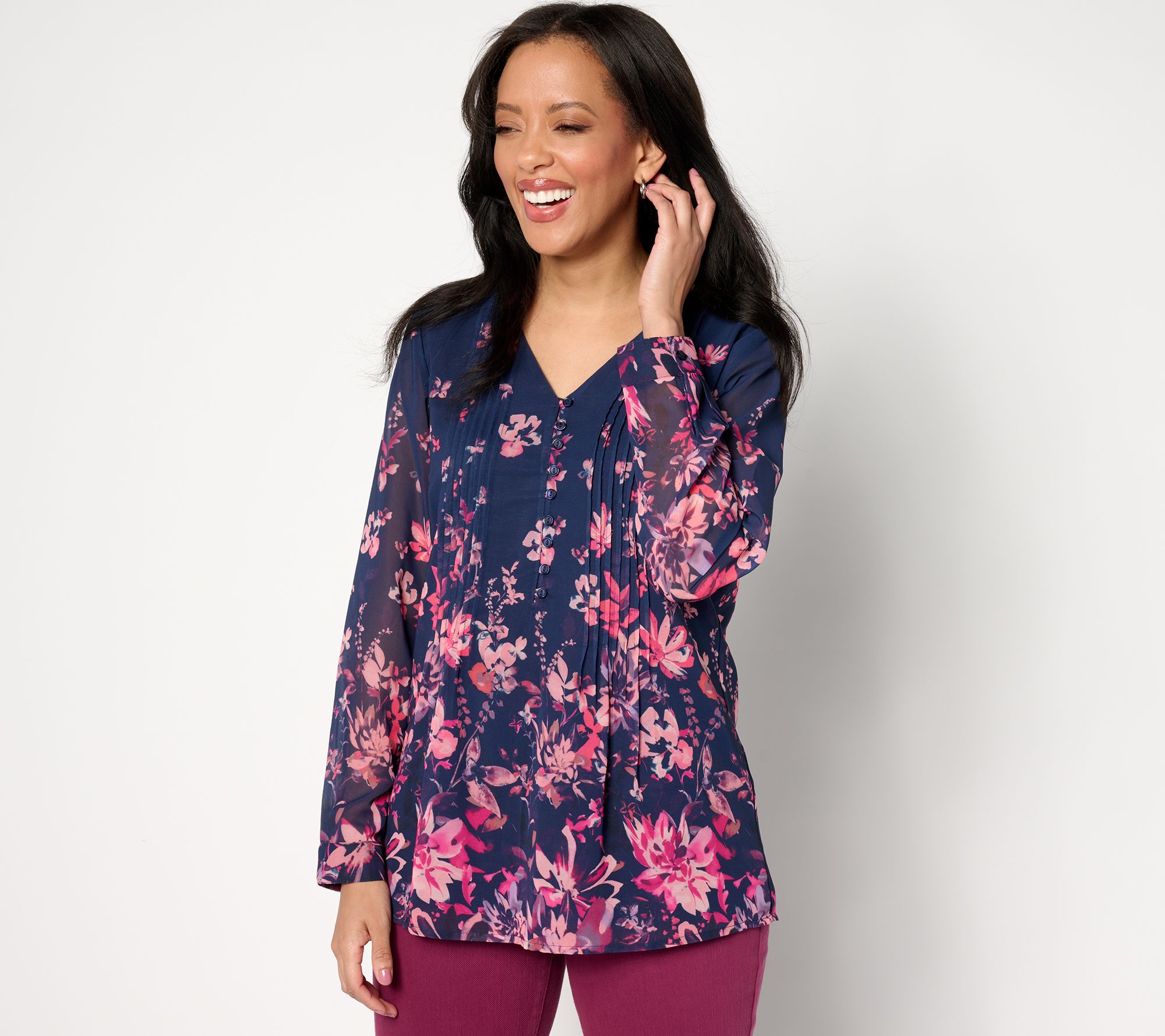 As Is Coldwater Creek Winding Florals Woven Blouse