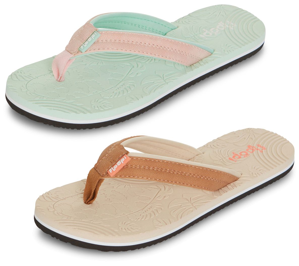 Floopi Women's Calli Floral Thong Flip Flop 2 Pack