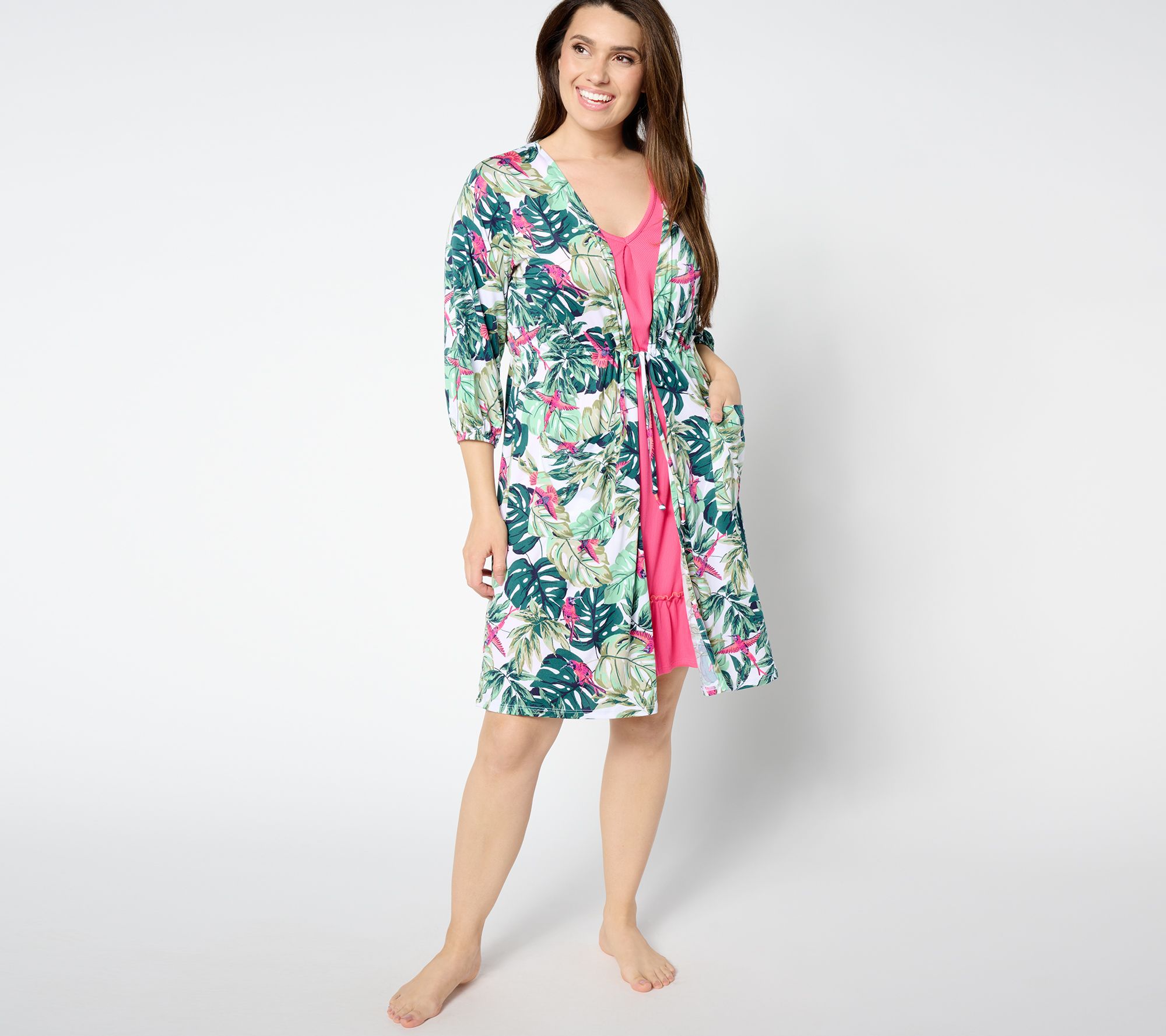 "As Is" Cuddl Duds Cool and Airy Making Waves Tank Dress and Wrap