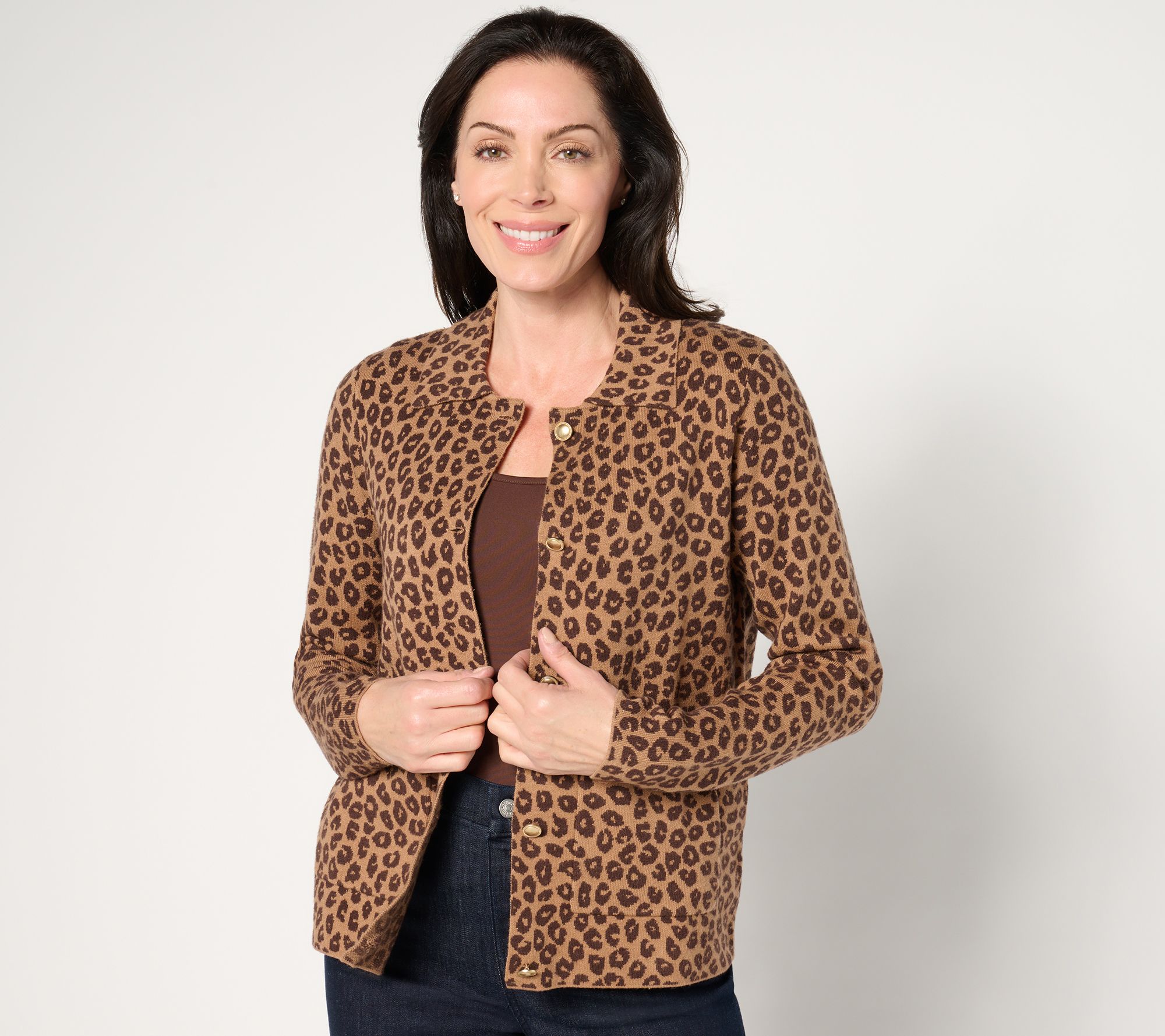 Denim & Co. Signature Jacquard Sweater Collar Cardigan