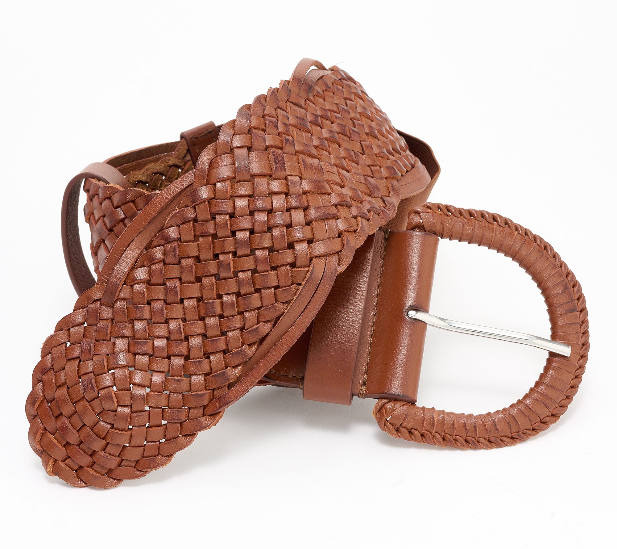 "As Is" Complliments 100% Leather Stretch Woven Belt