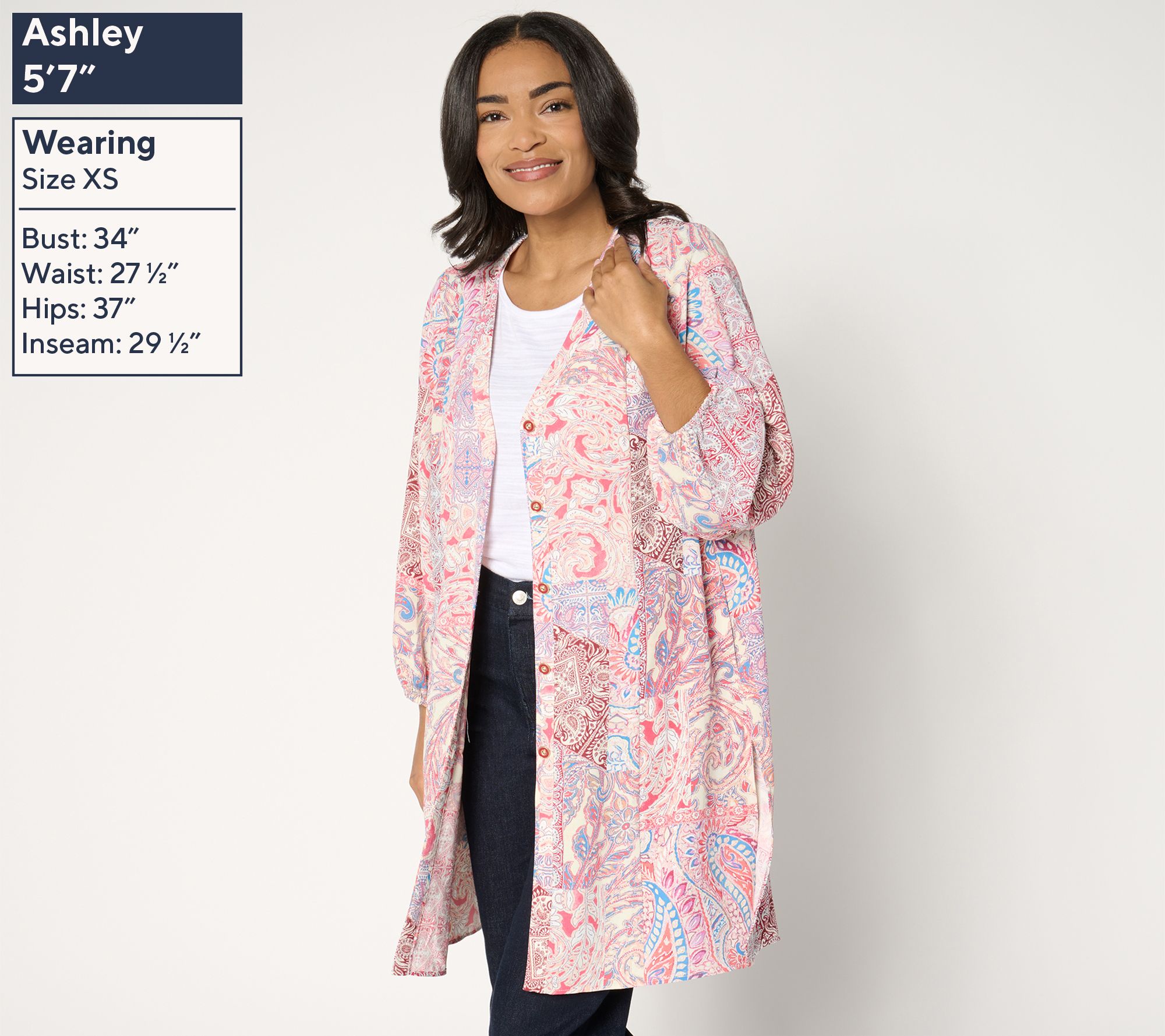 Susan Graver Passport Printed St. Tropez Woven Duster - QVC.com