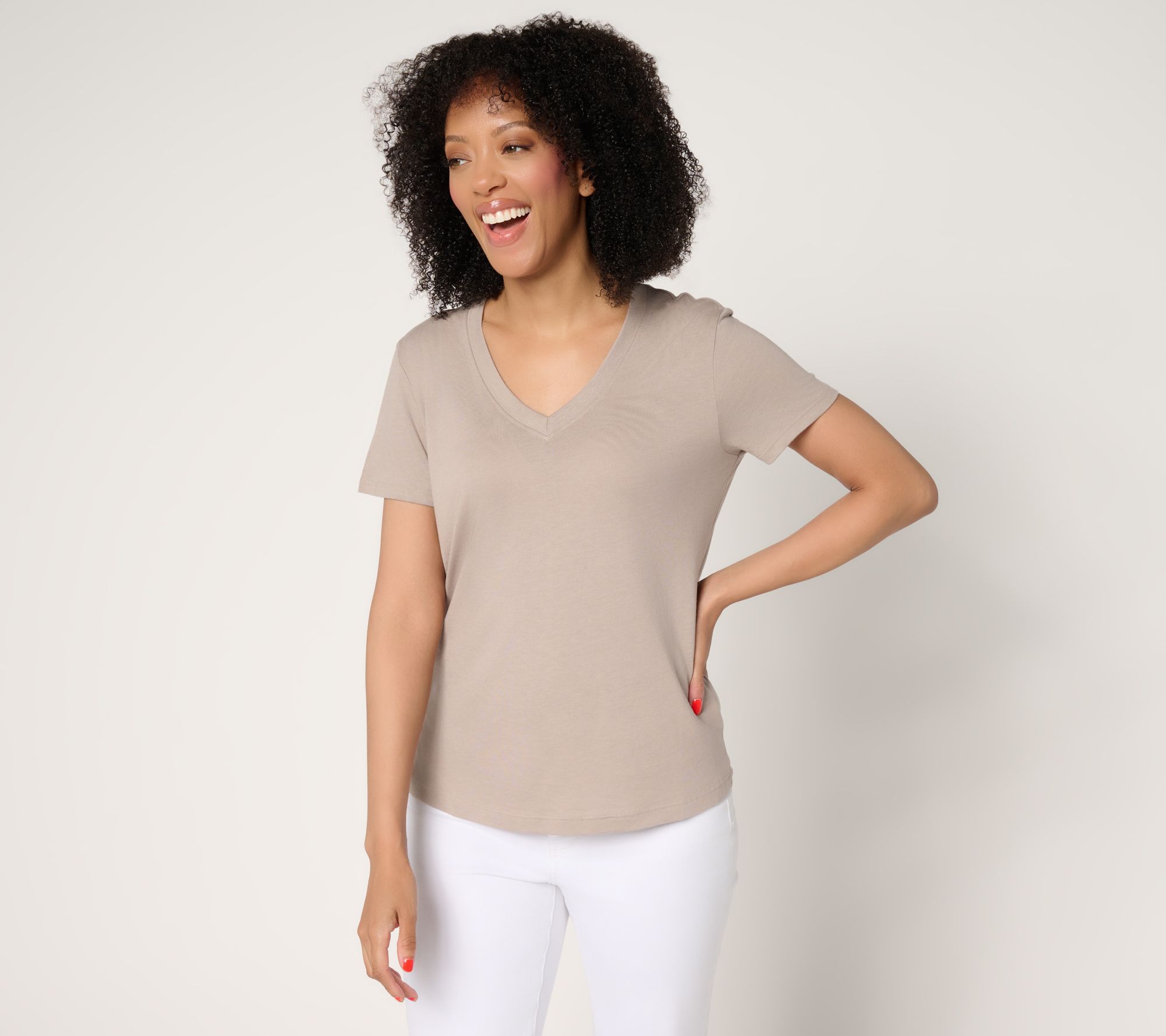 Barefoot Dreams Malibu Collection Pima Modal Slub V-Neck Tee