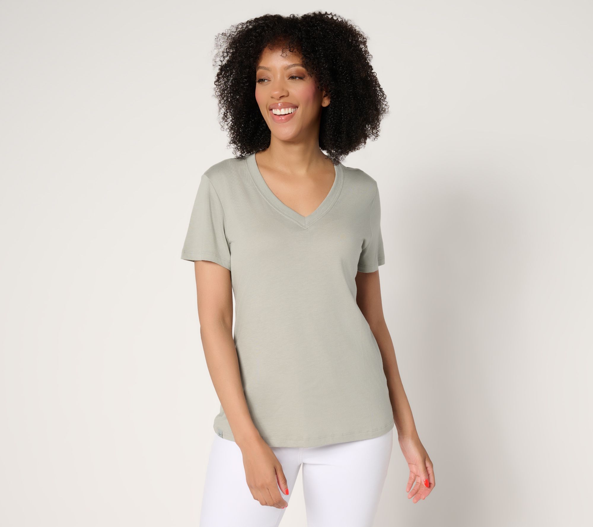 Barefoot Dreams Malibu Collection Pima Modal Slub V-Neck Tee