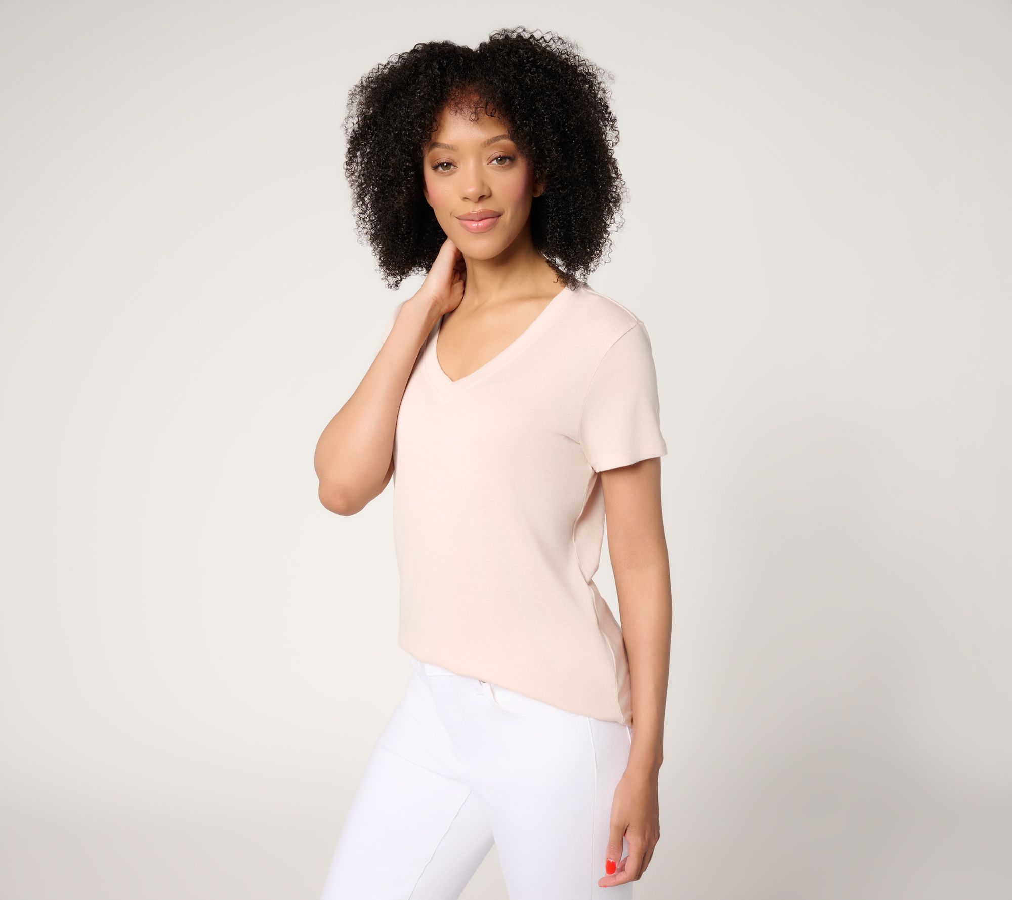 Barefoot Dreams Malibu Collection Pima Modal Slub V-Neck Tee