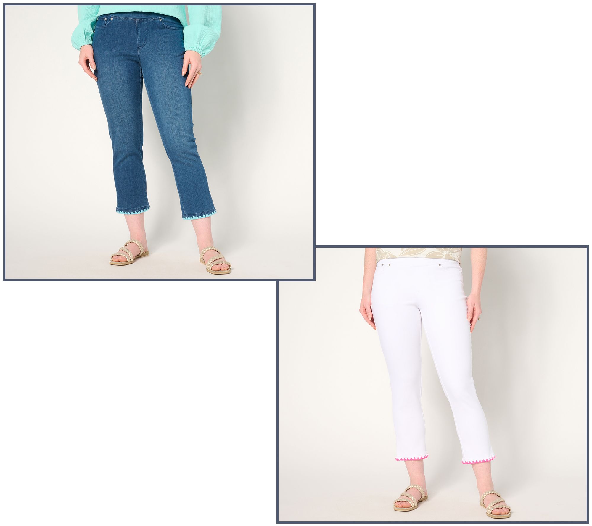 Belle by Kim Gravel TripleLuxe Denim Crochet Crop Jean - QVC.com