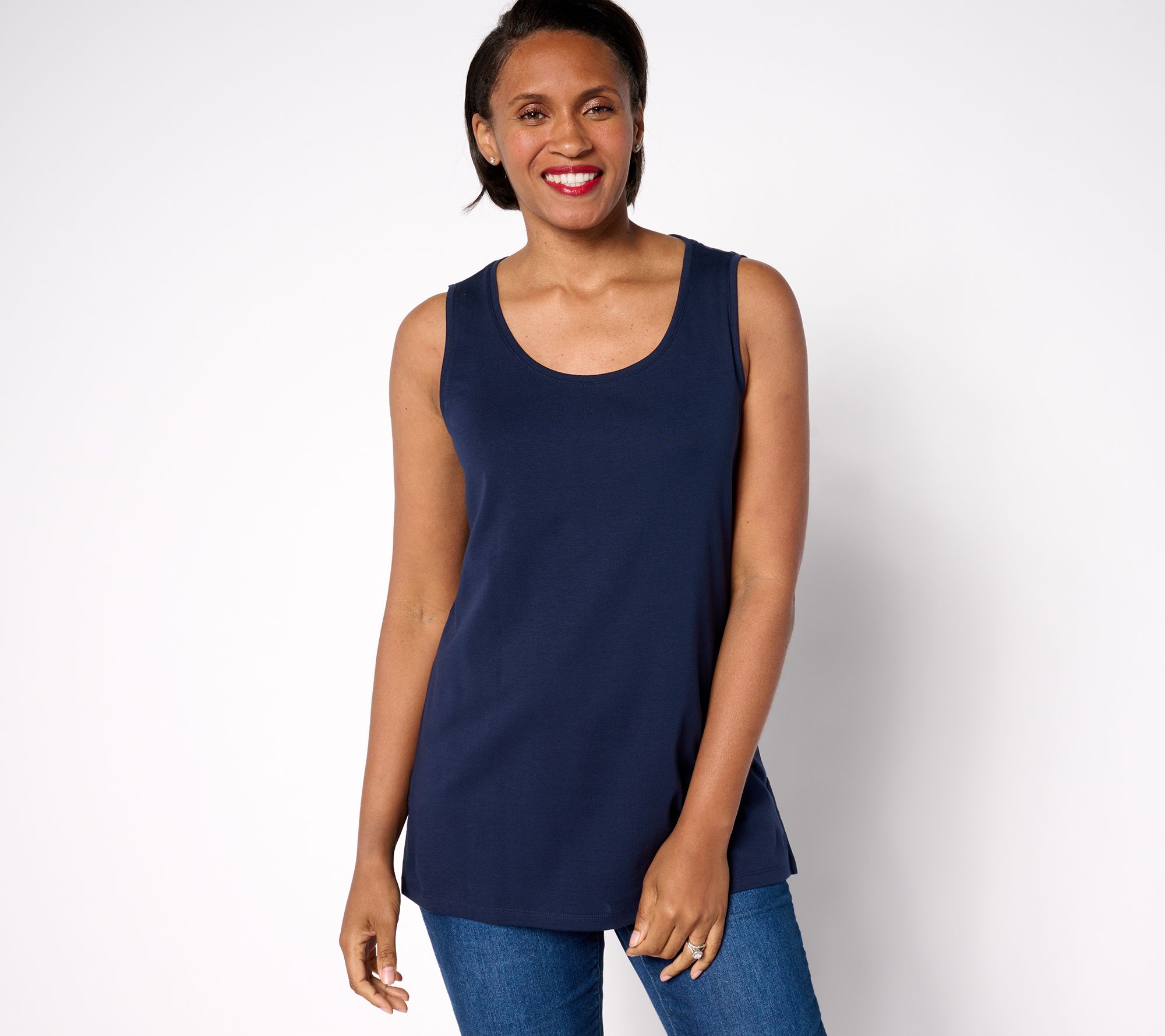 "As Is" Isaac Mizrahi Live! Essentials Micro Pima Rib Sleeveless Top