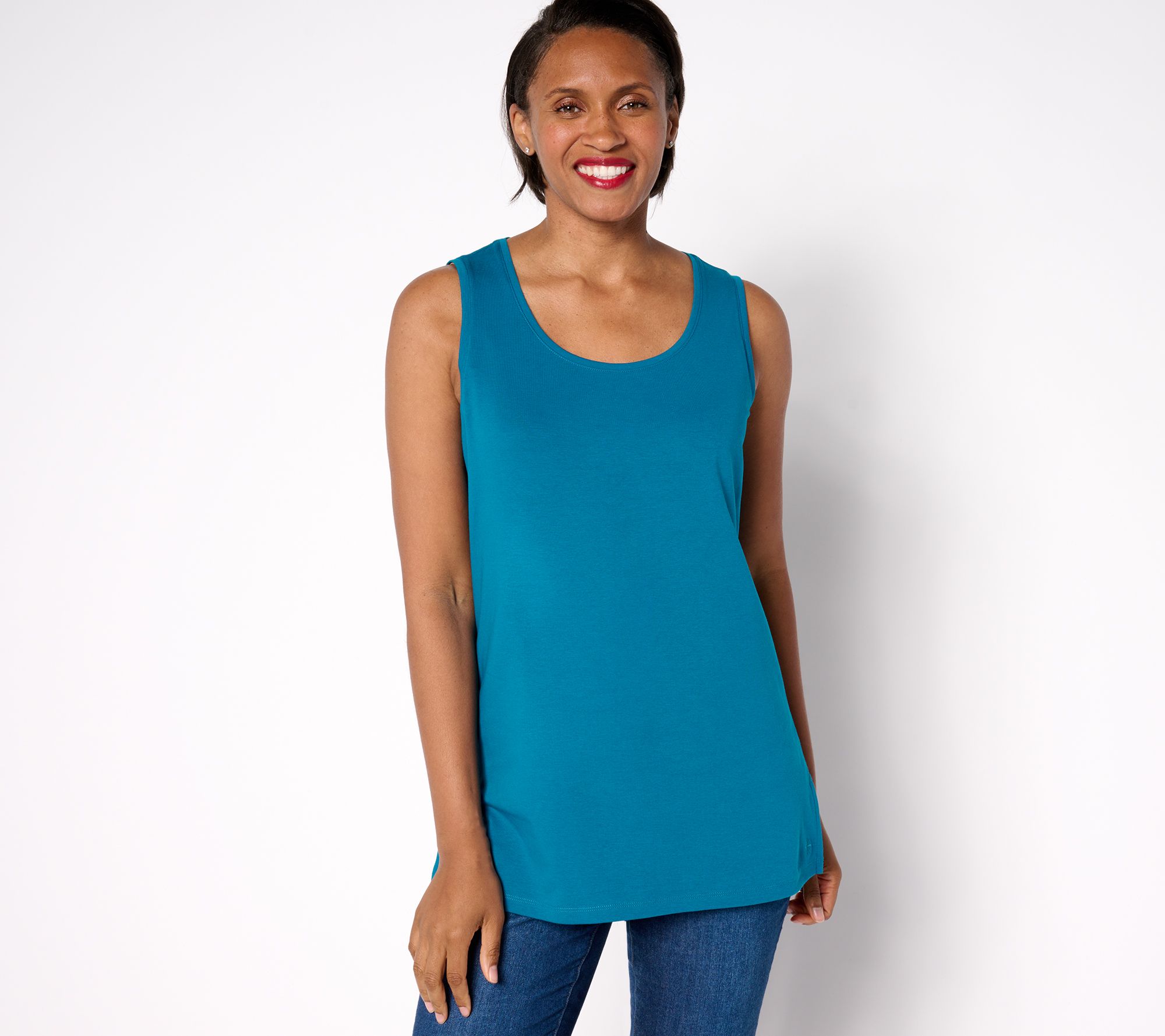 "As Is" Isaac Mizrahi Live! Essentials Micro Pima Rib Sleeveless Top