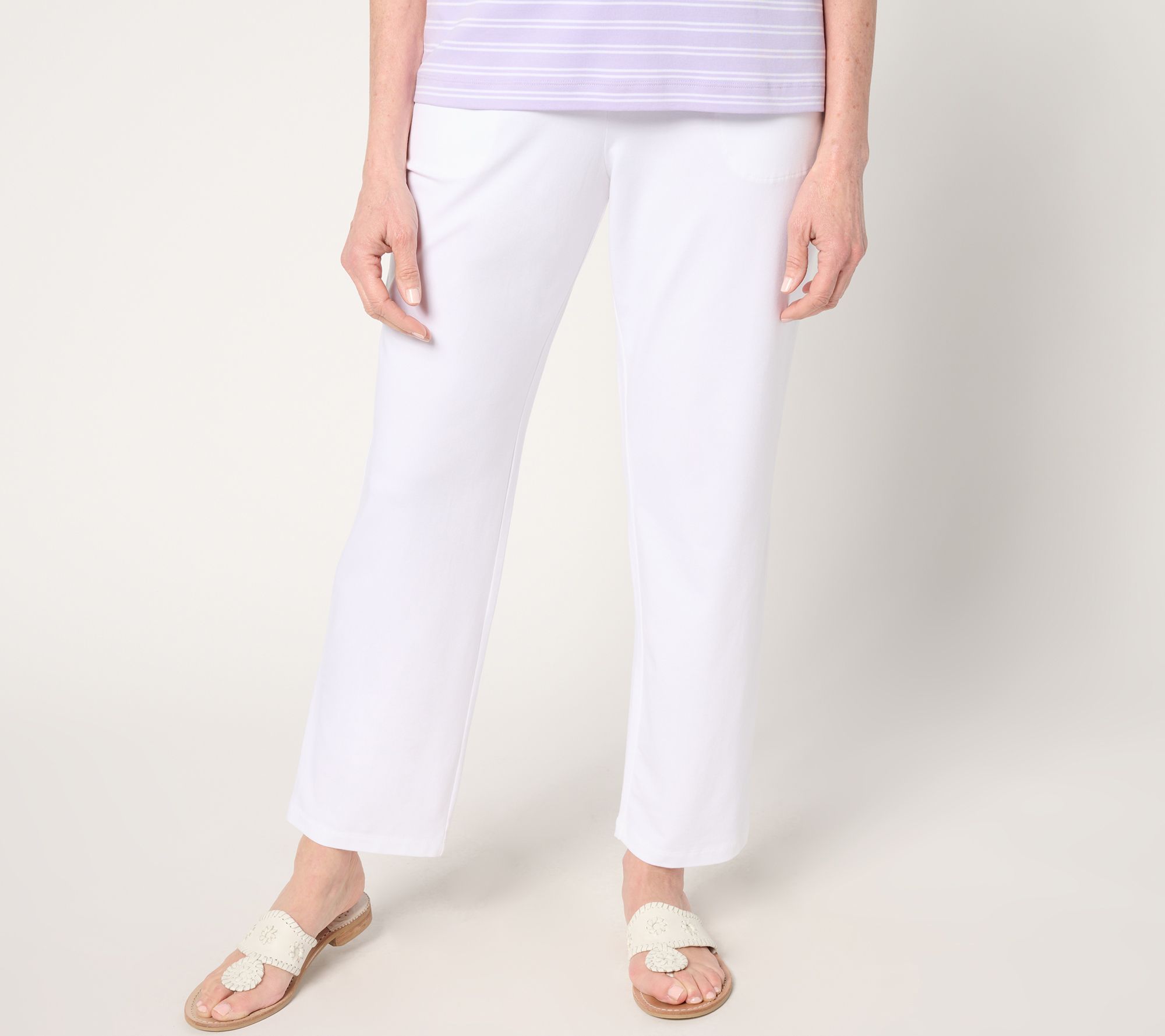 Denim & Co. Beach Jersey Petite Straight Leg Ankle Pant