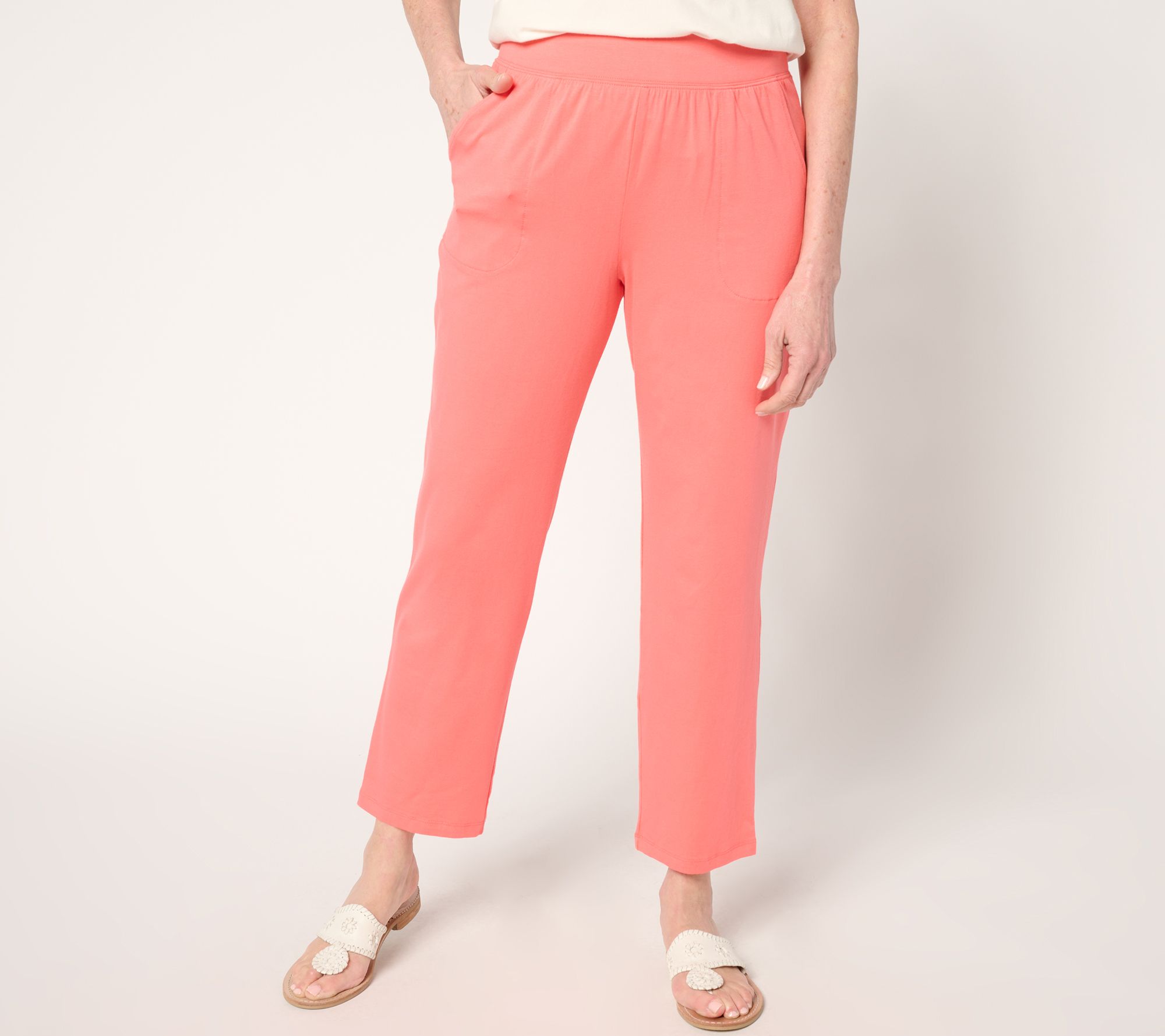 Denim & Co. Beach Jersey Petite Straight Leg Ankle Pant