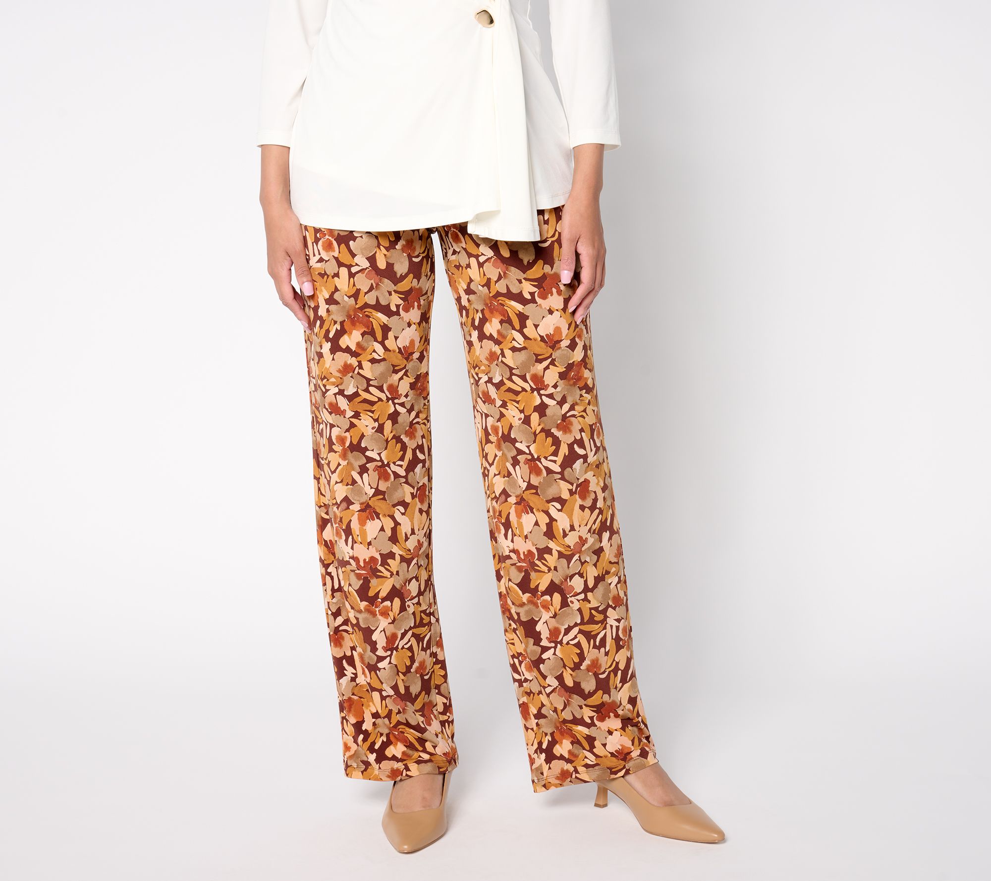 "As Is" Susan Graver Petite Printed Liquid Knit Wide Leg Pants