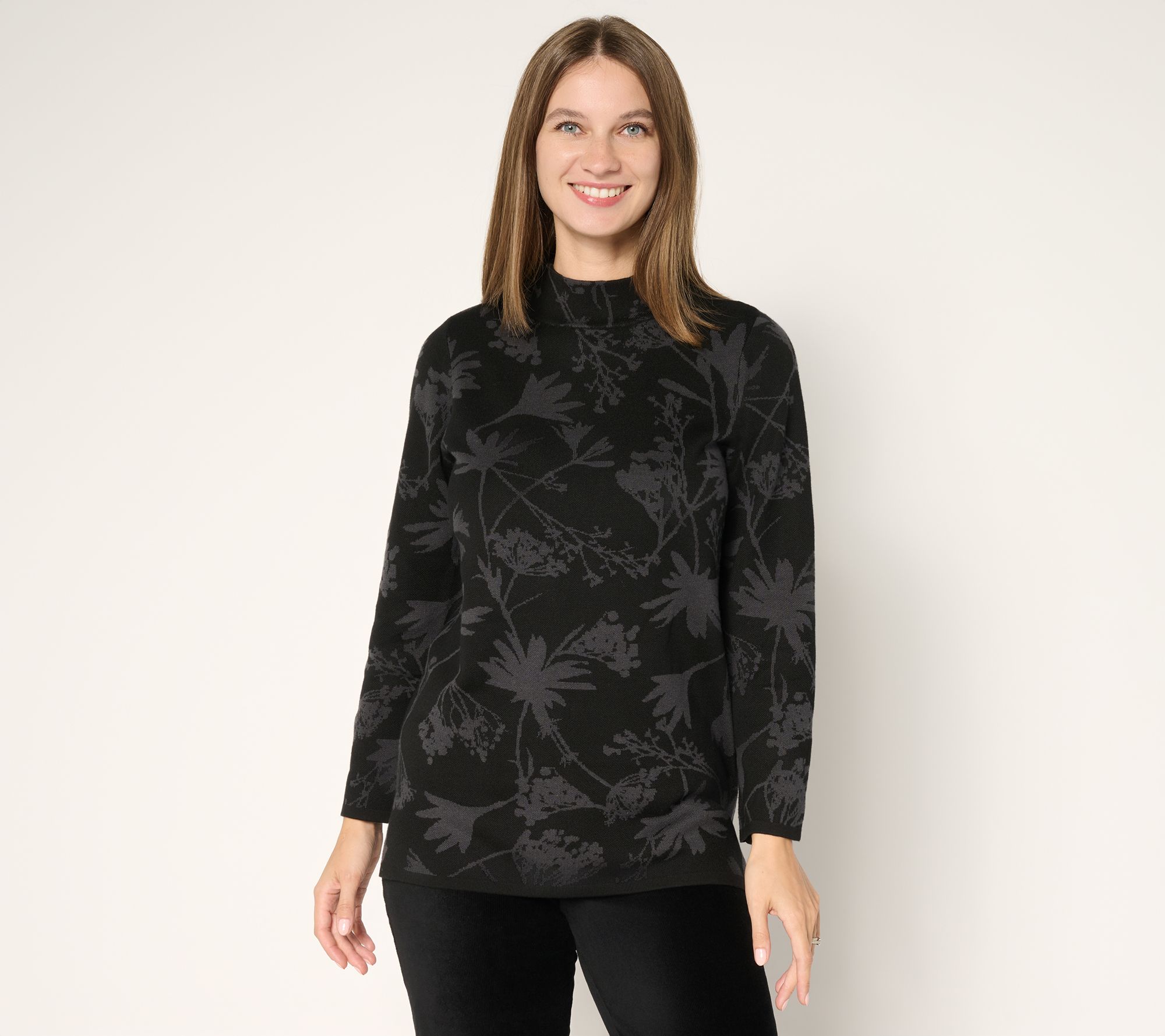 Susan Graver Two-Tone Jacquard Sweater