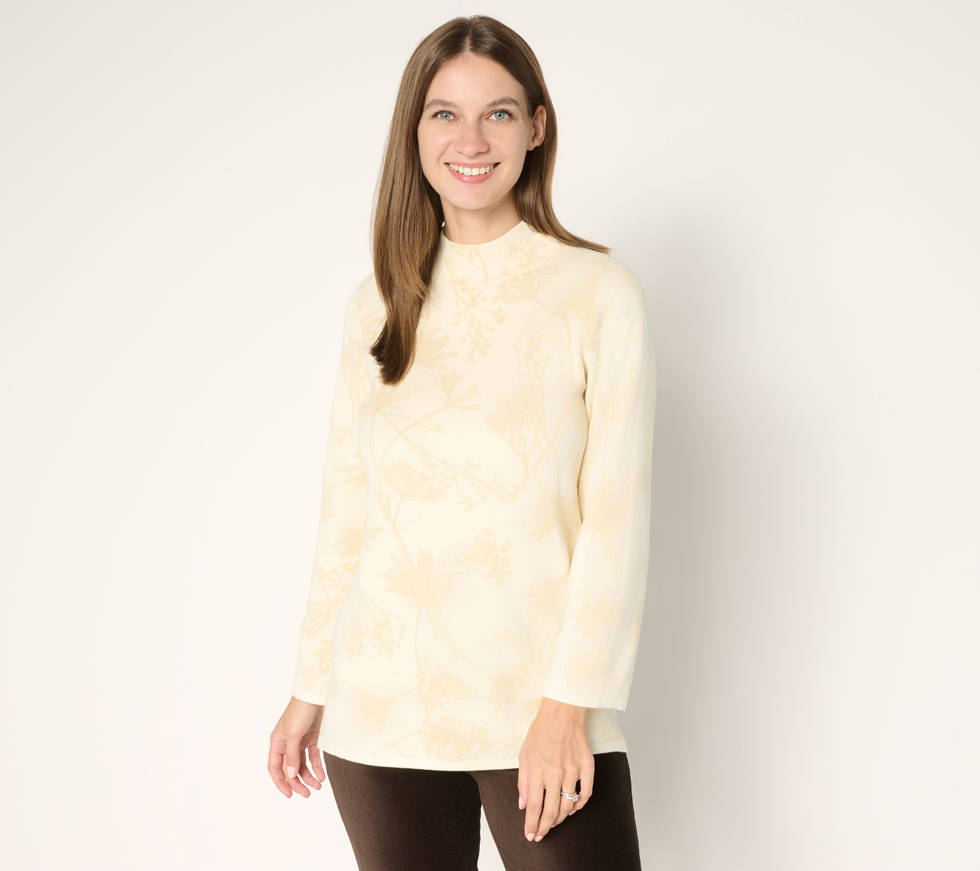 Susan Graver Two-Tone Jacquard Sweater