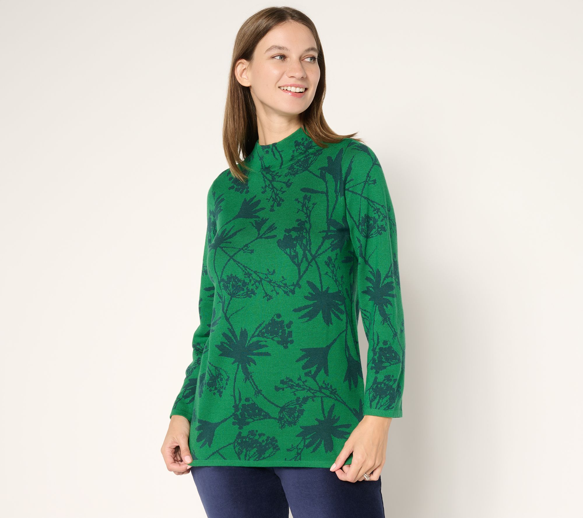 Susan Graver Two-Tone Jacquard Sweater