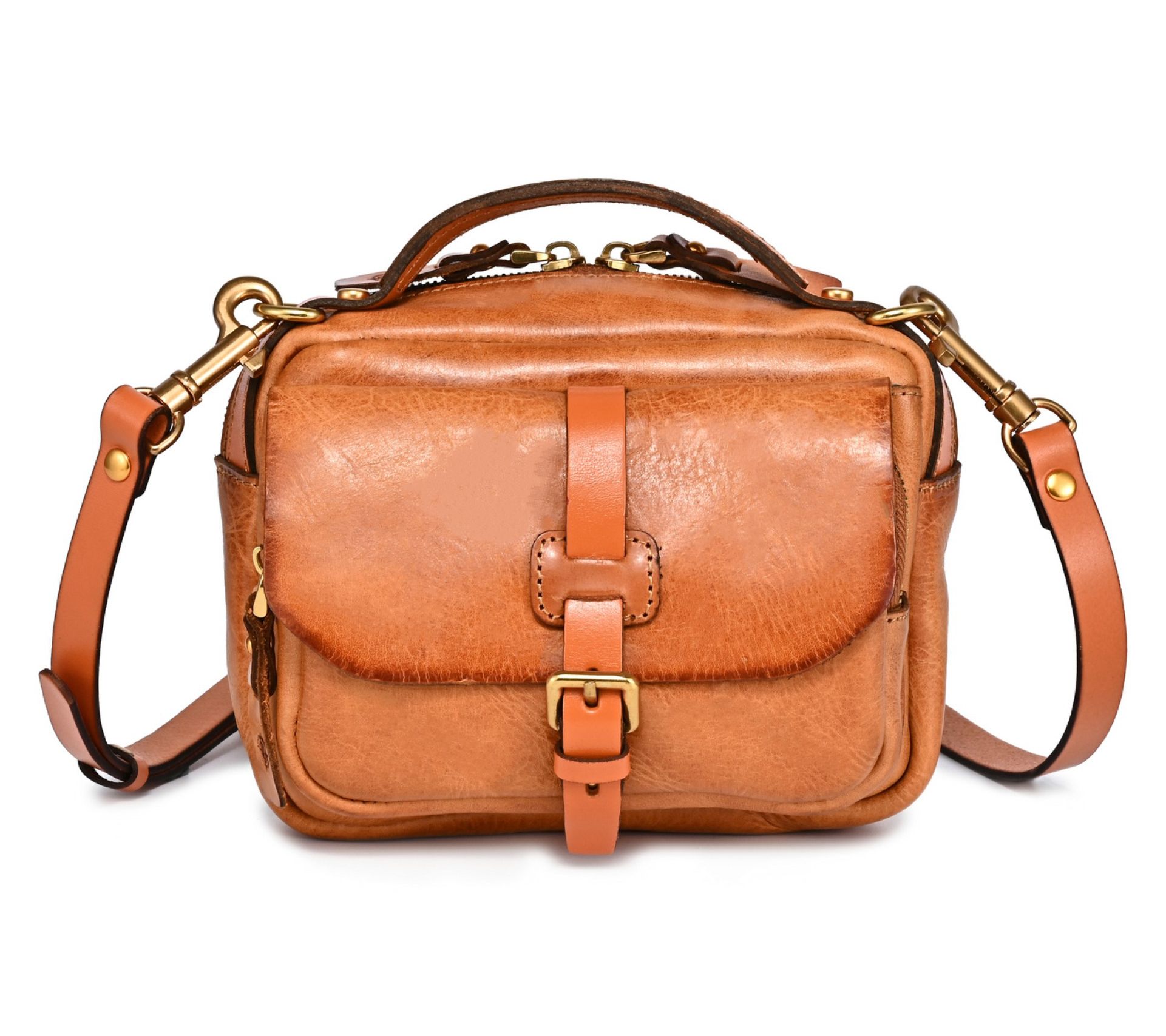 Old Trend Ficus Top Handle Leather Satchel w/ Crossbody Strap