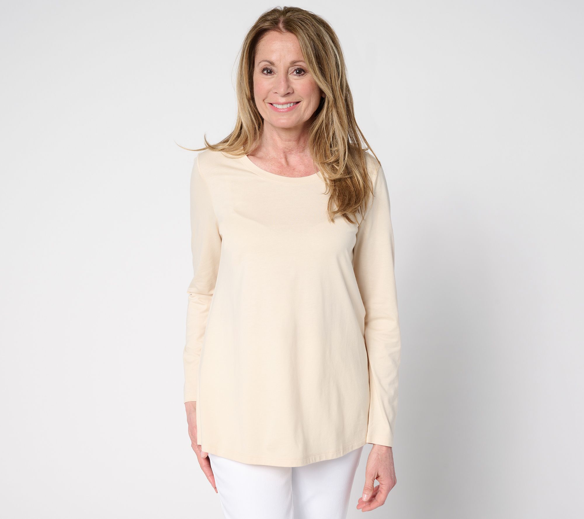 "As Is" LOGO Principles by Lori Goldstein Long Sleeve Scoop Neck Top