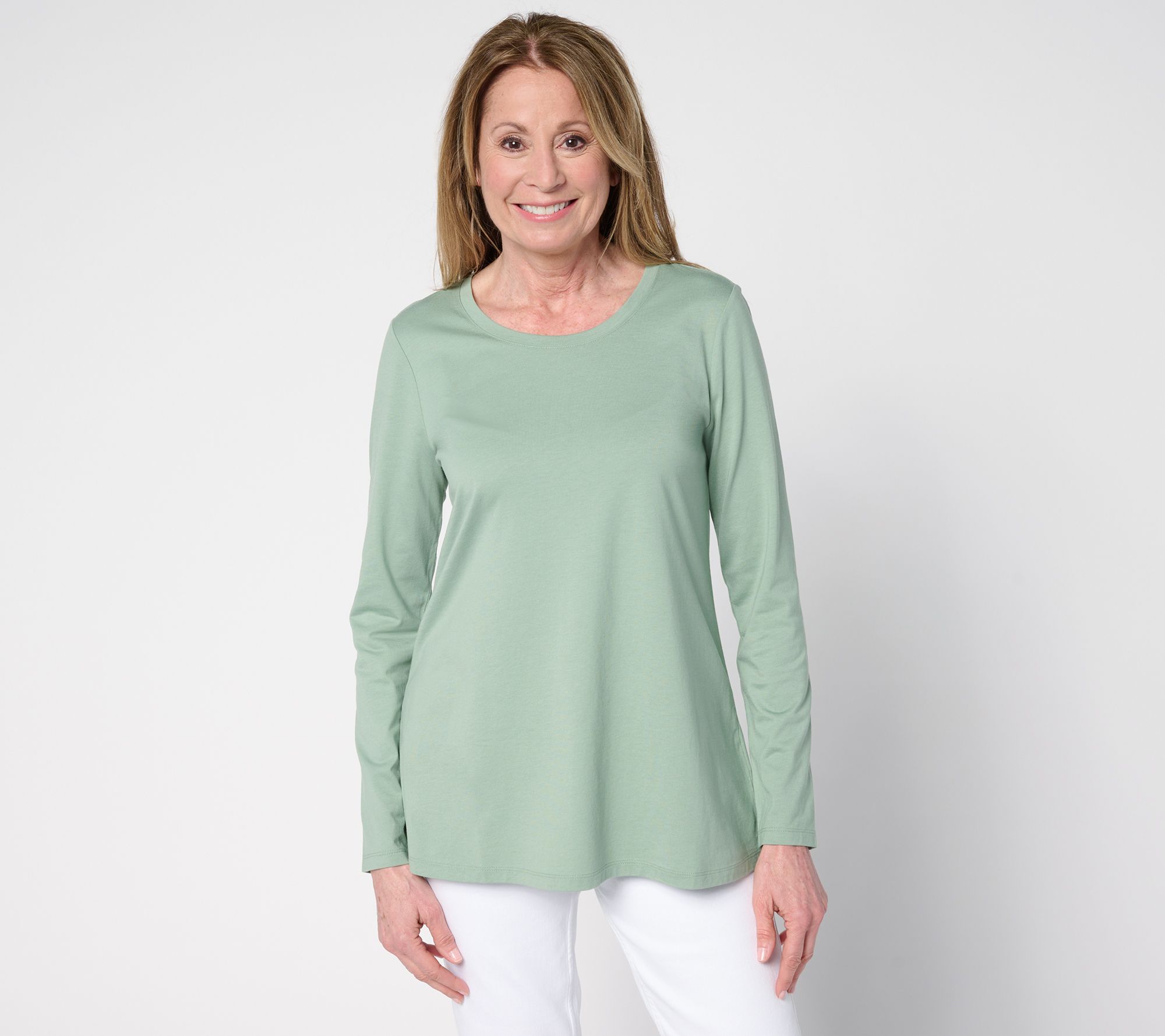 "As Is" LOGO Principles by Lori Goldstein Long Sleeve Scoop Neck Top