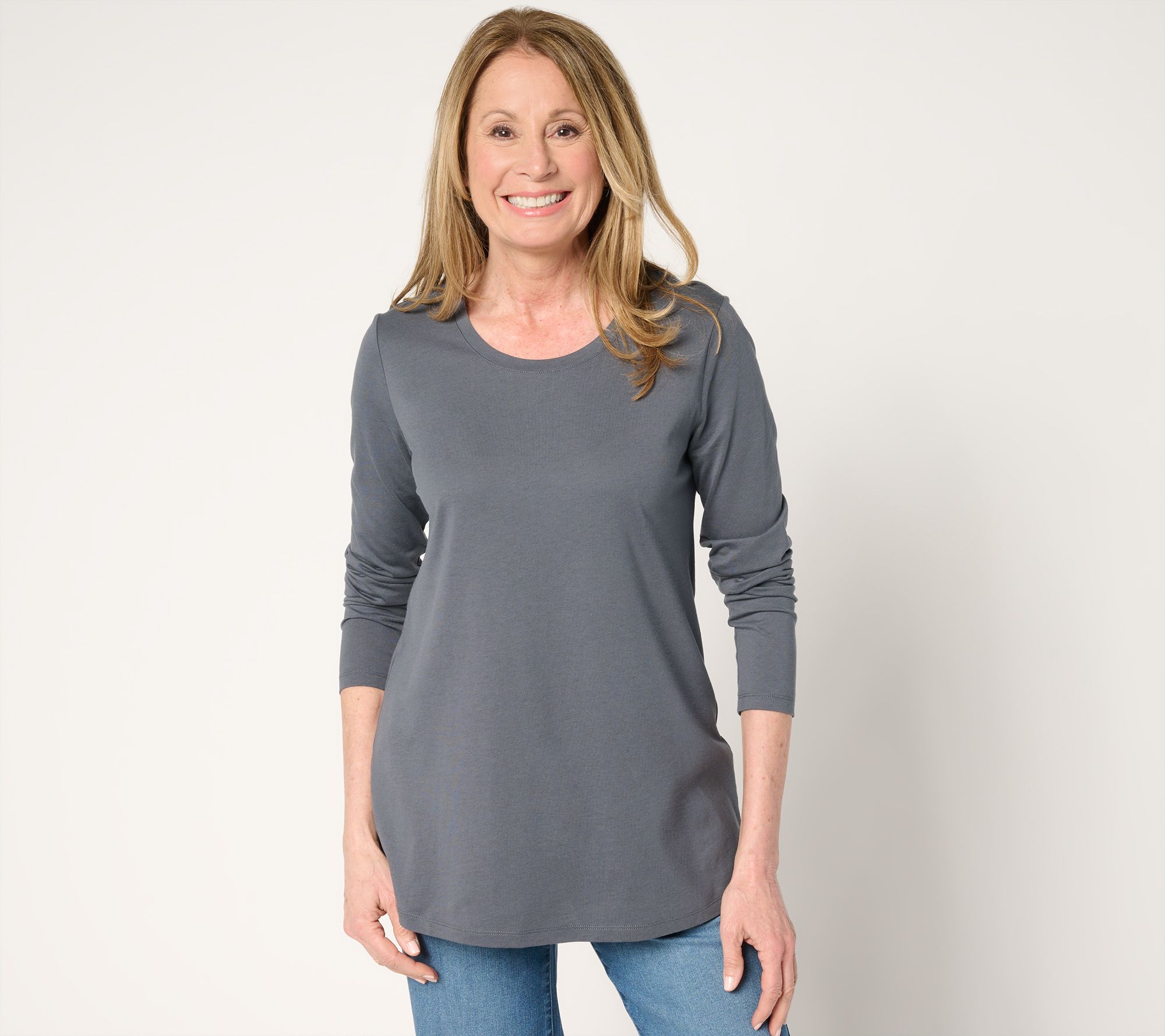 "As Is" LOGO Principles by Lori Goldstein Long Sleeve Scoop Neck Top