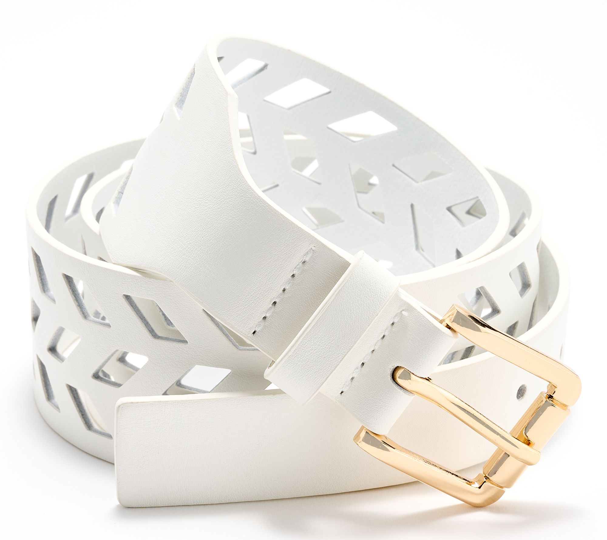 "As Is" Susan Graver Perforated Geo Design Faux Leather Belt