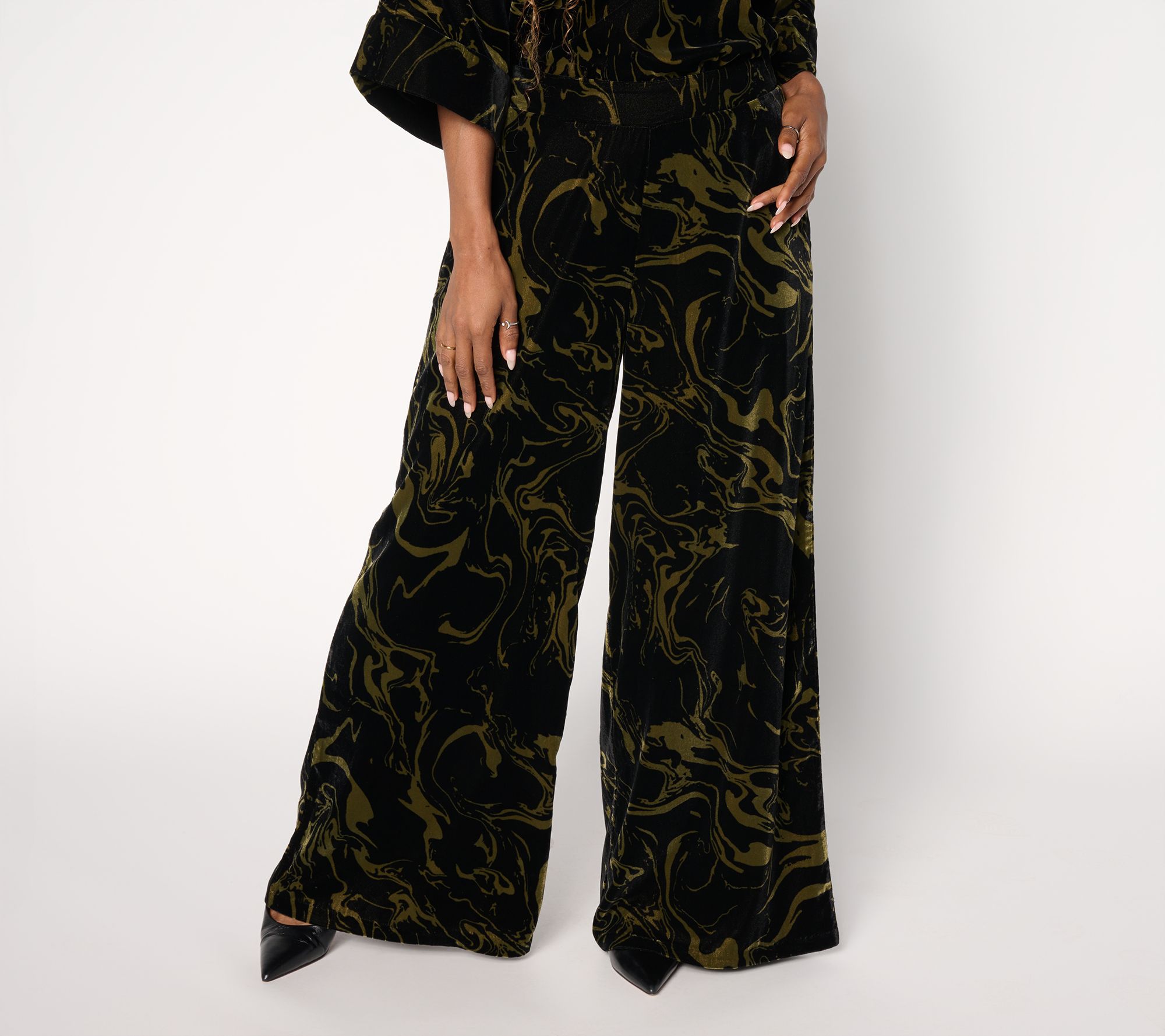 Carla Rockmore Collection Regular Pull-On Printed Velvet Wide Leg Pant