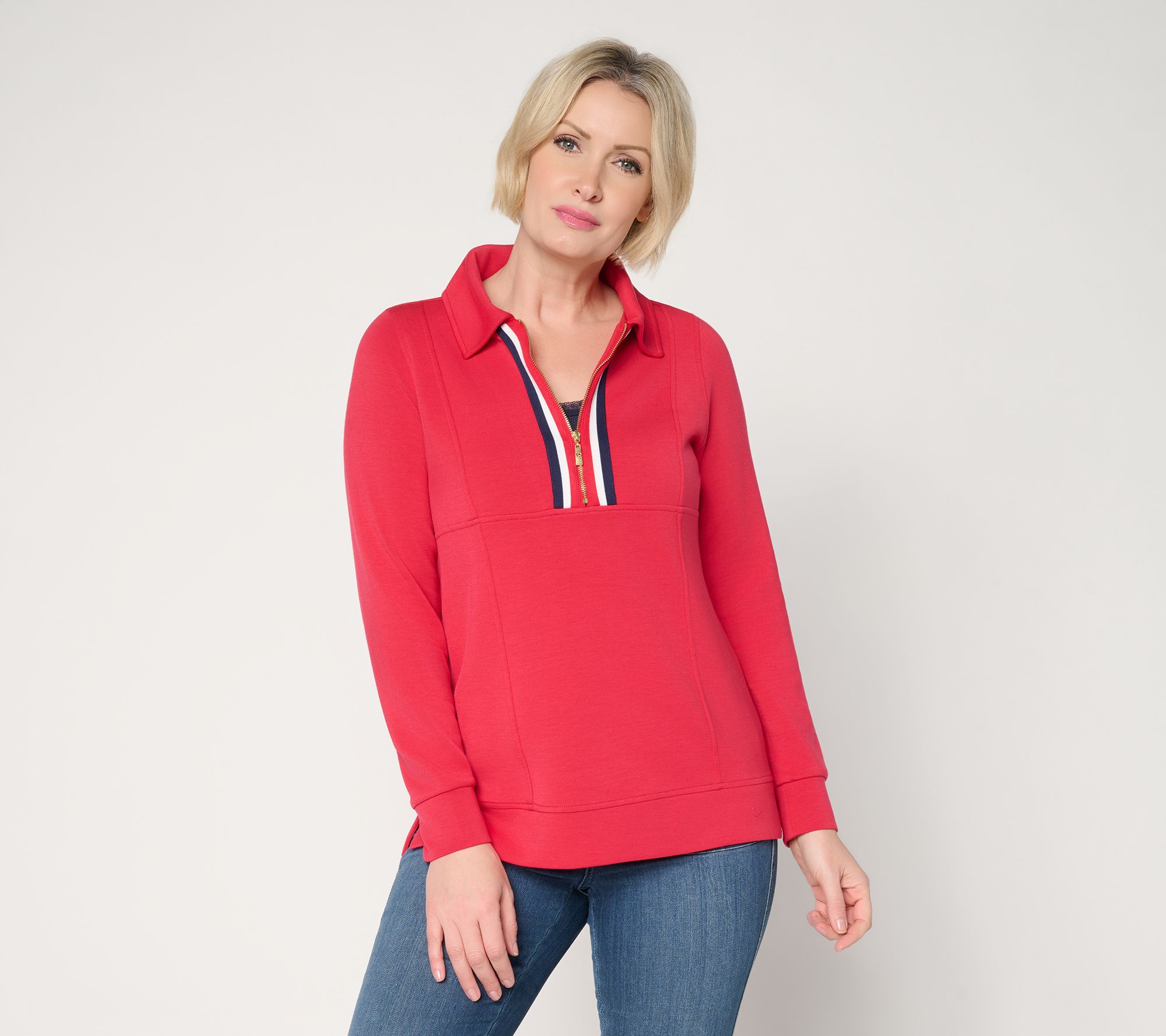  Belle by Kim Gravel ScubaLuxe Stitched to Be Square Half Zip