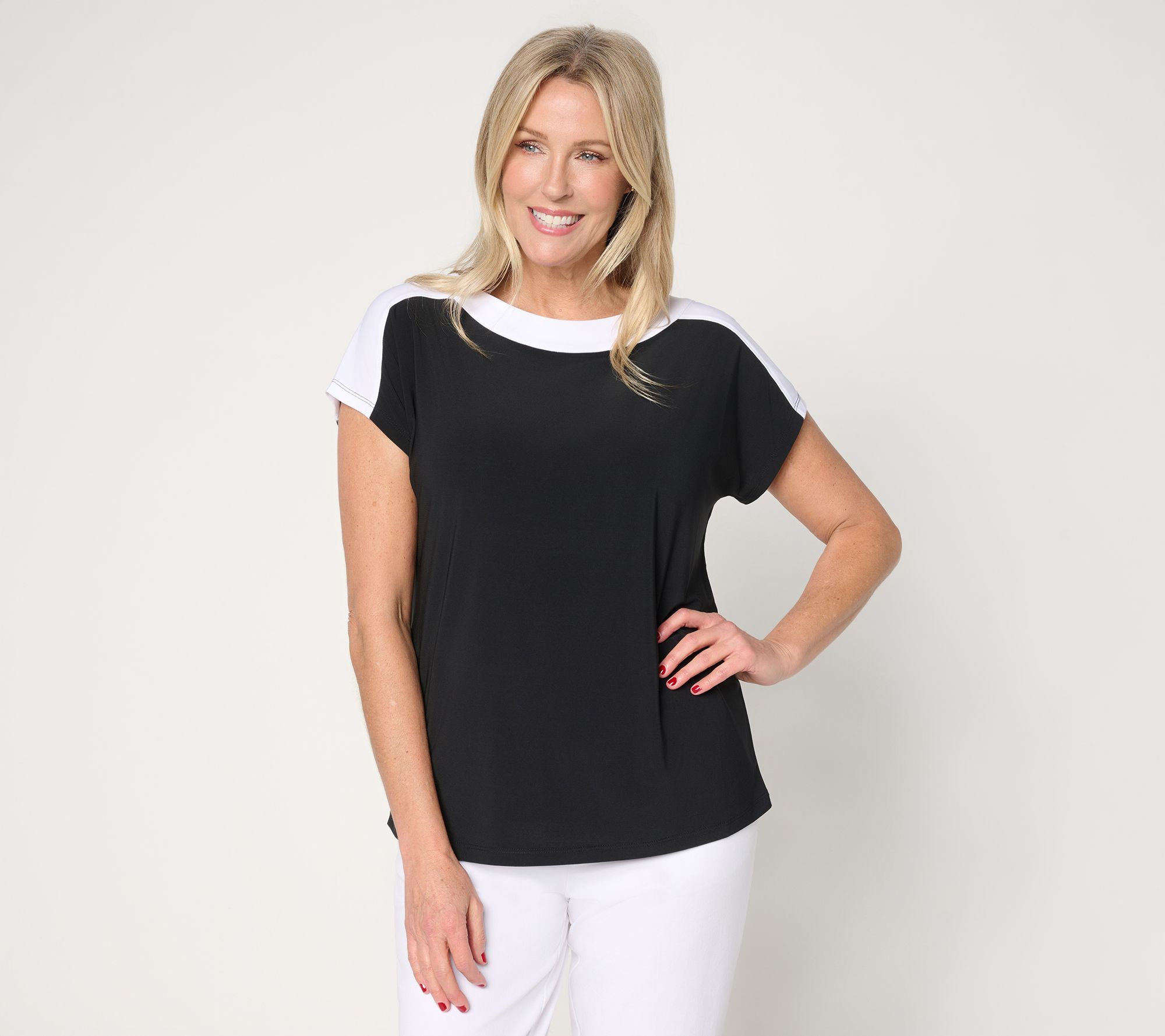 Attitudes by Renee Como Jersey Color Blocked Top