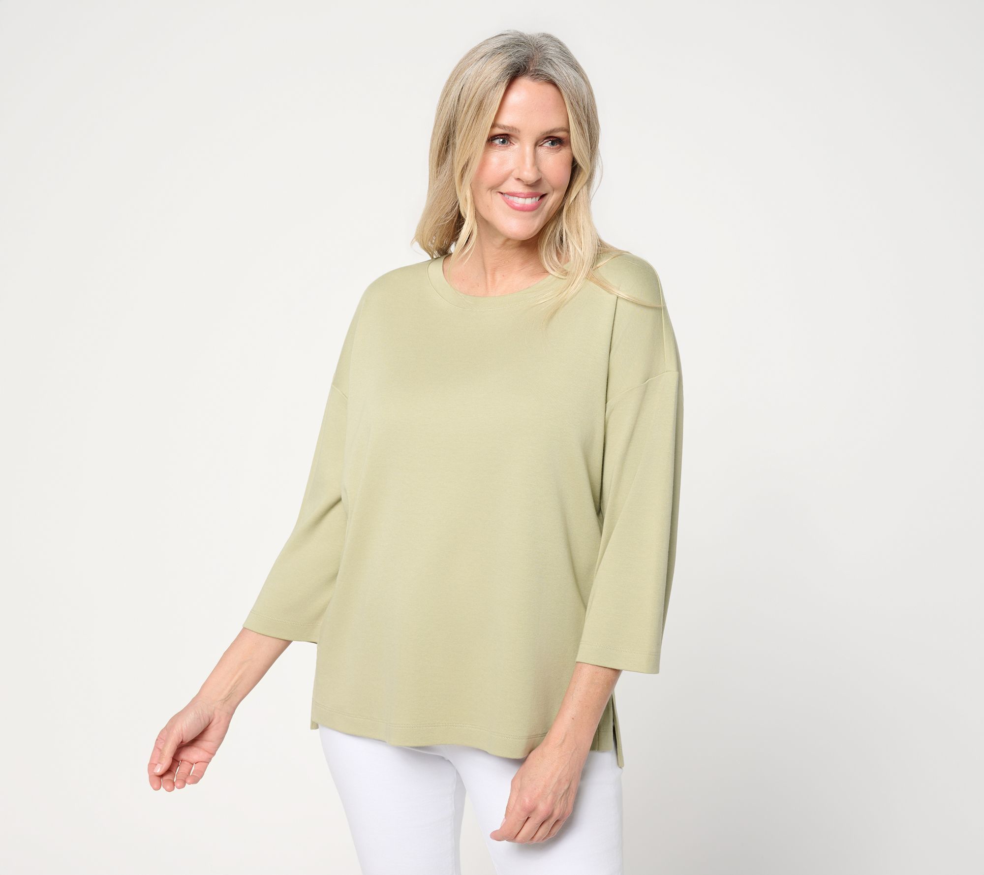 Martha Stewart Signature Essentials 3/4-Sleeve Hi-Low Top