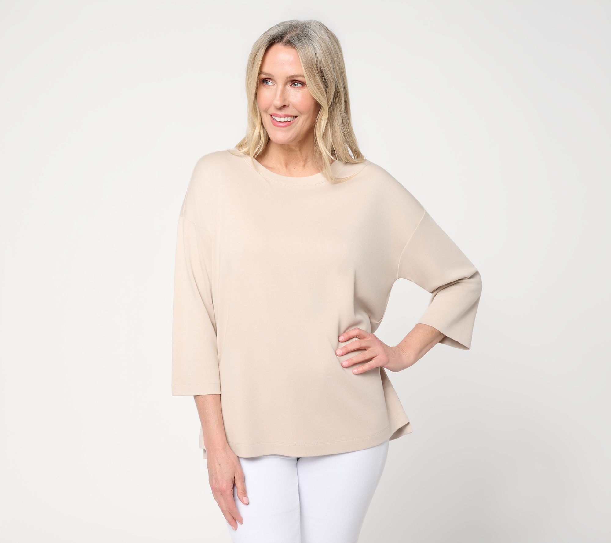 Martha Stewart Signature Essentials 3/4-Sleeve Hi-Low Top
