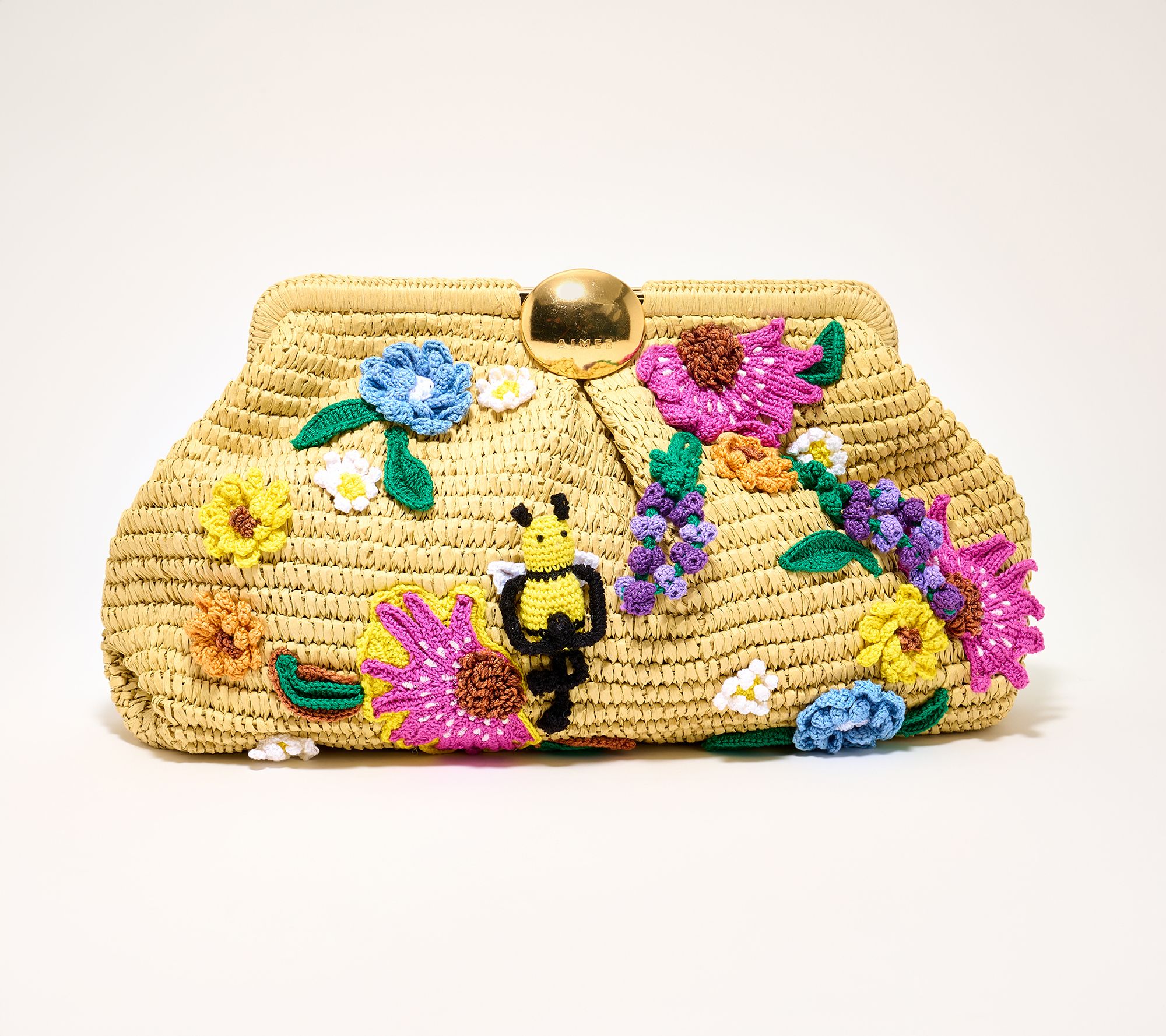 Aimee Kestenberg Oversized Embroidered Raffia Clutch