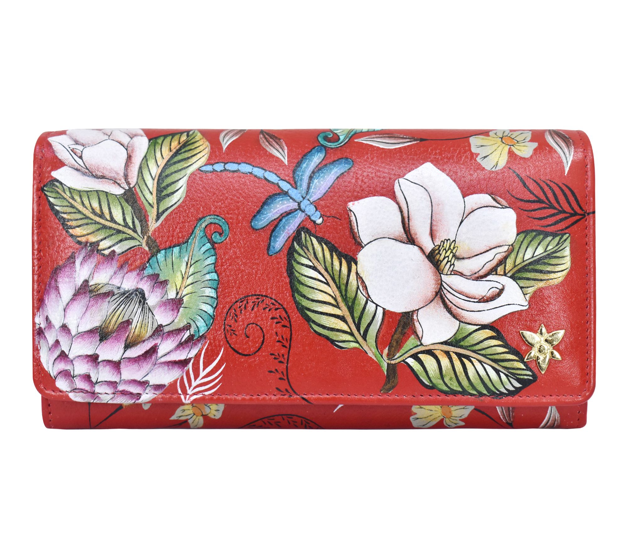 Anushcka Painted Leather Accordion Flap Wallet