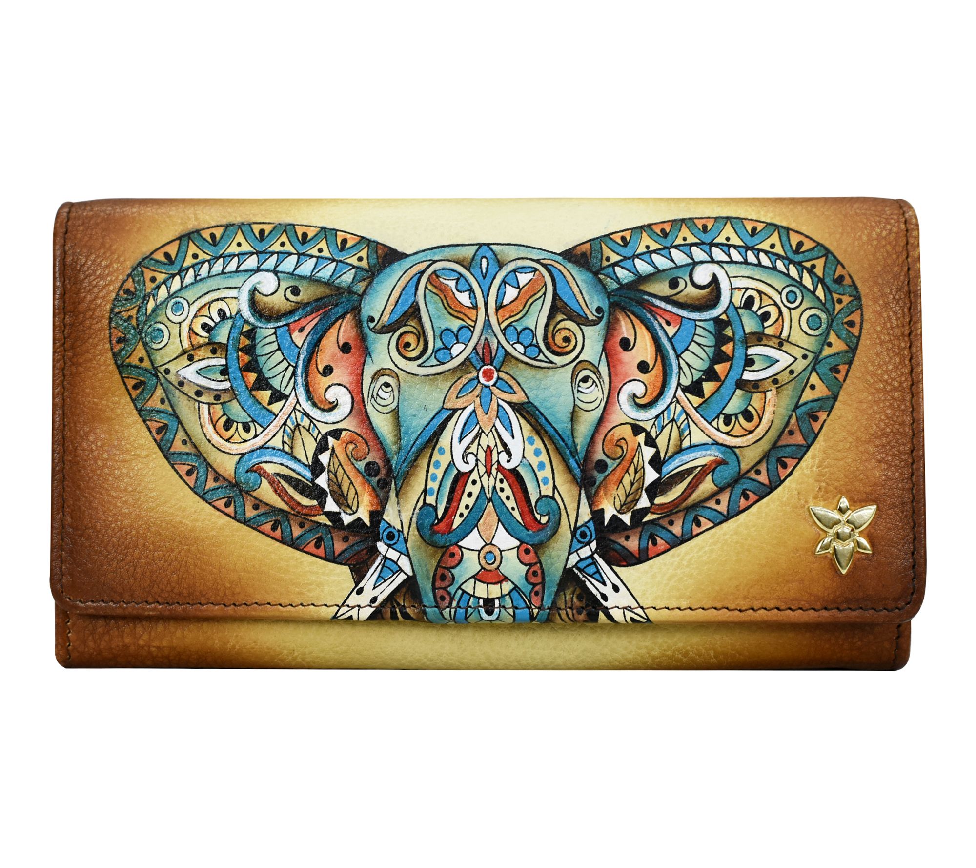 Anuschka Painted Leather Accordion Flap Wallet