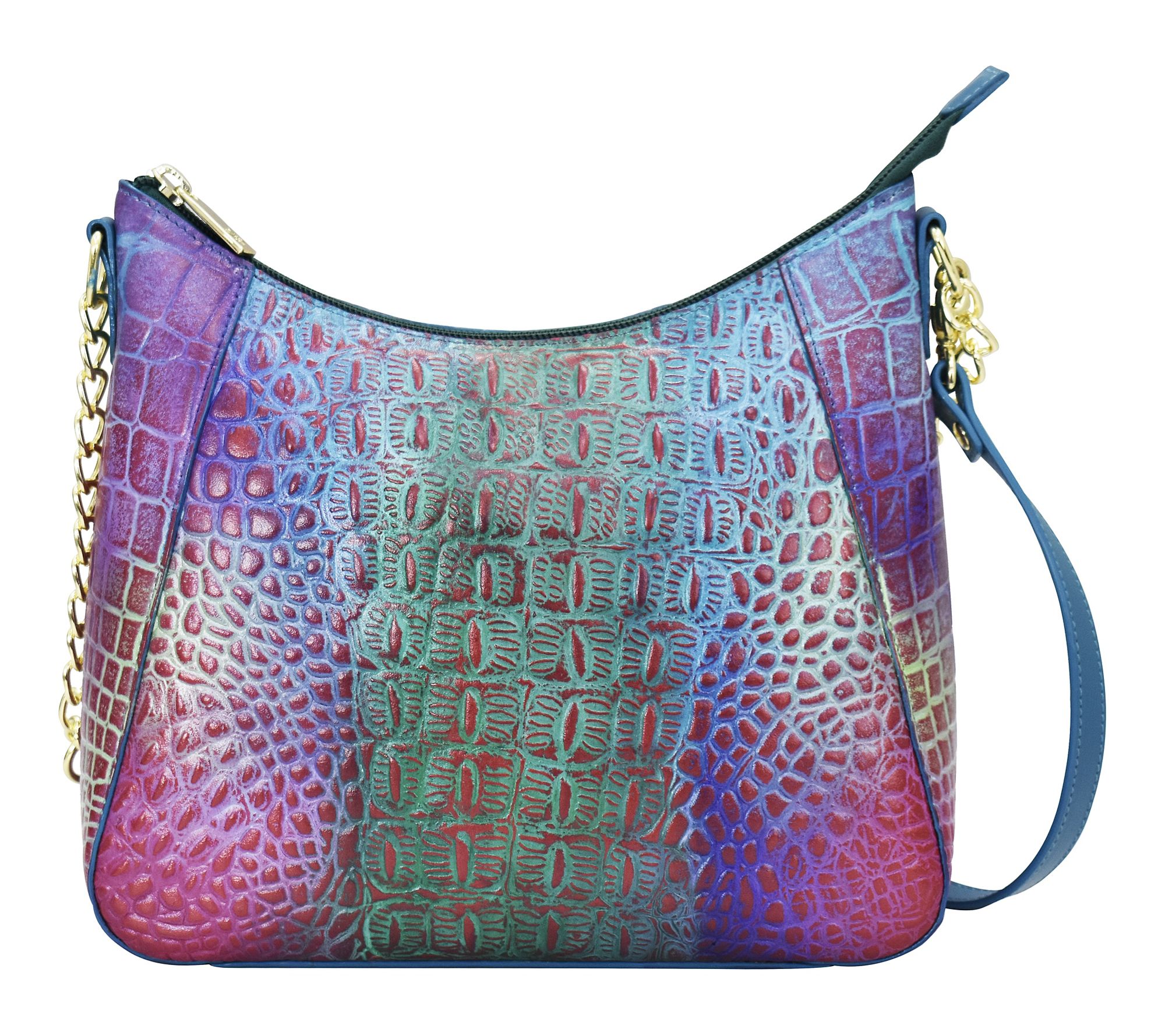 Anushcka Painted Leather Zip-Top Shoulder HoboBag