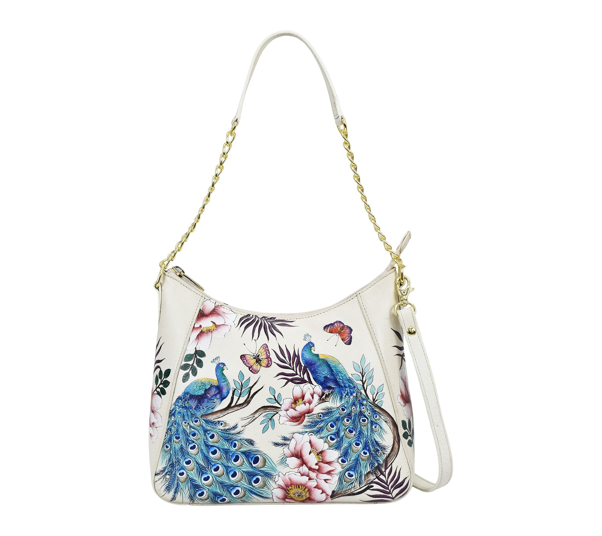 Anushcka Painted Leather Zip-Top Shoulder HoboBag