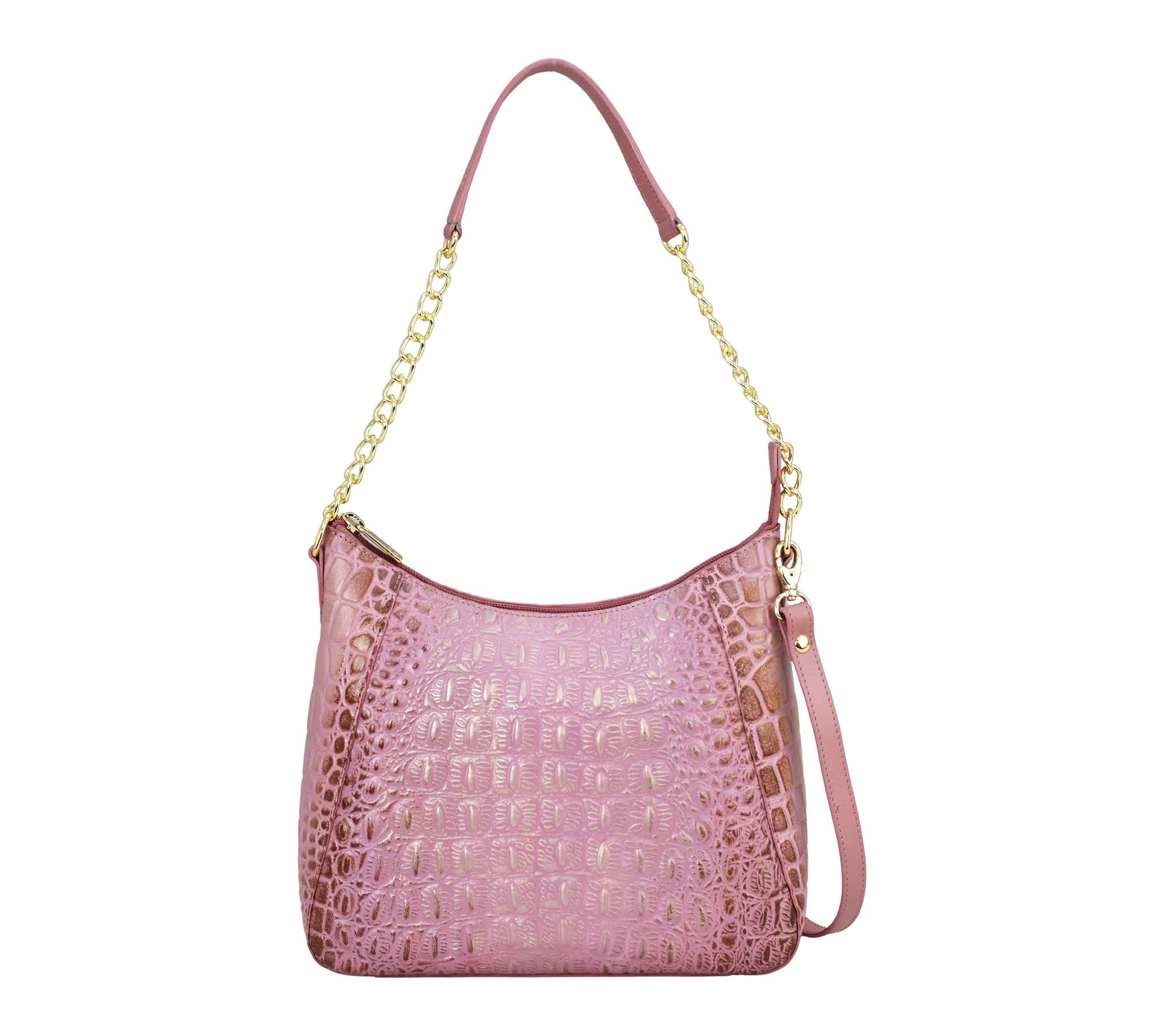 Anushcka Painted Leather Zip-Top Shoulder HoboBag