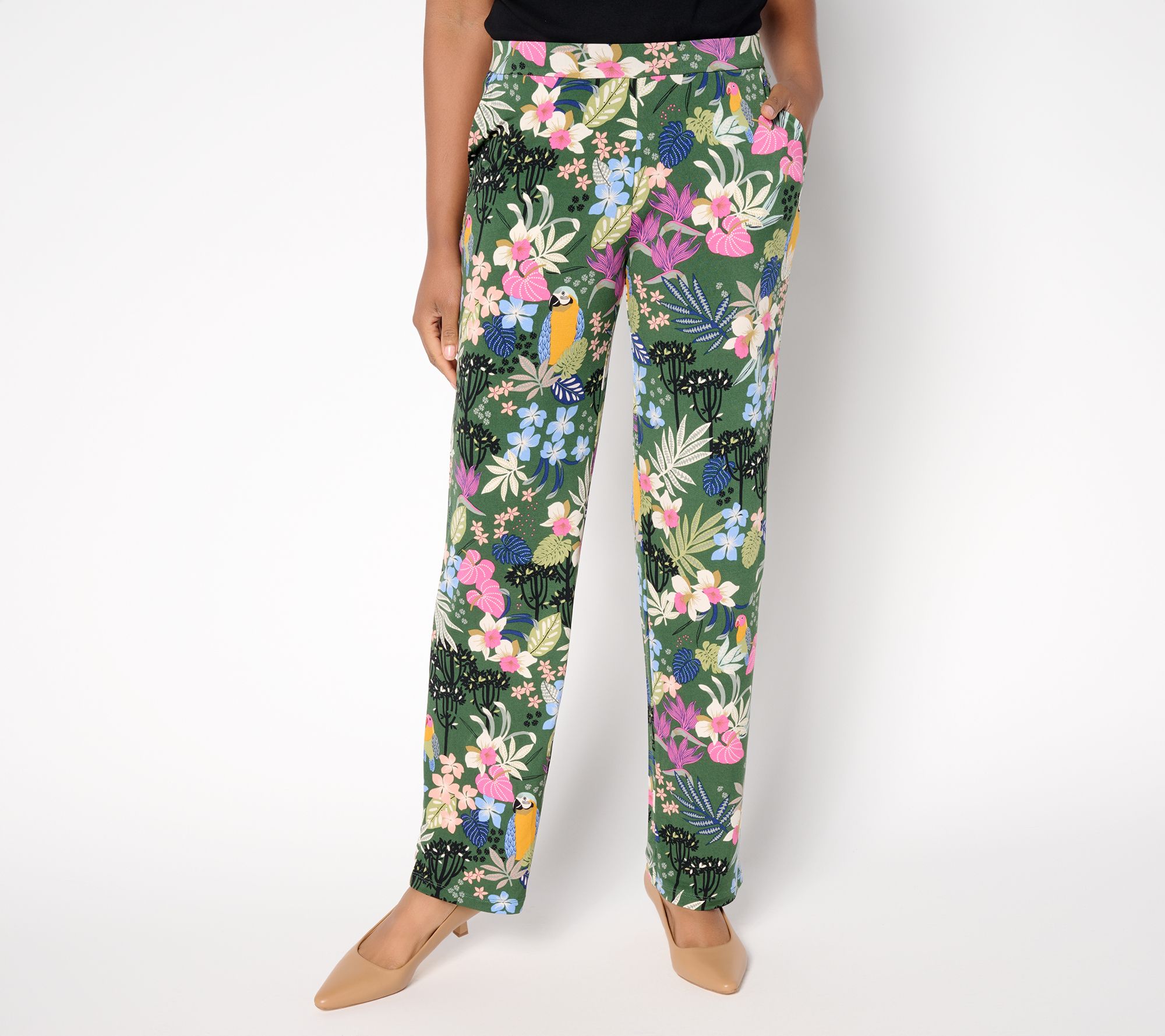 "As Is" Susan Graver Regular Printed Liquid Knit Sofia Straight Pants