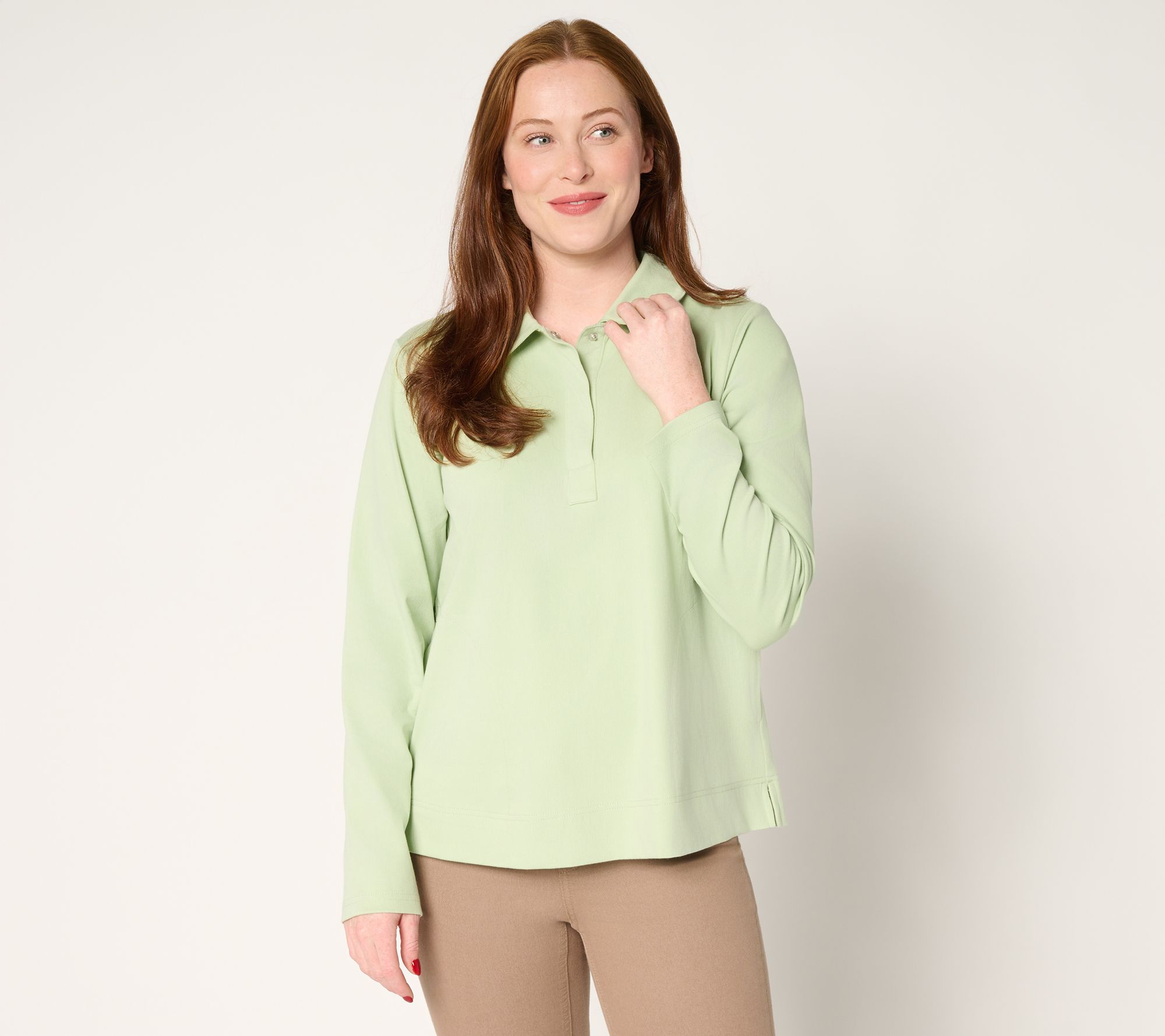 "As Is" Denim & Co. Comfy Knit Air Collared Popover Top w/ Pockets