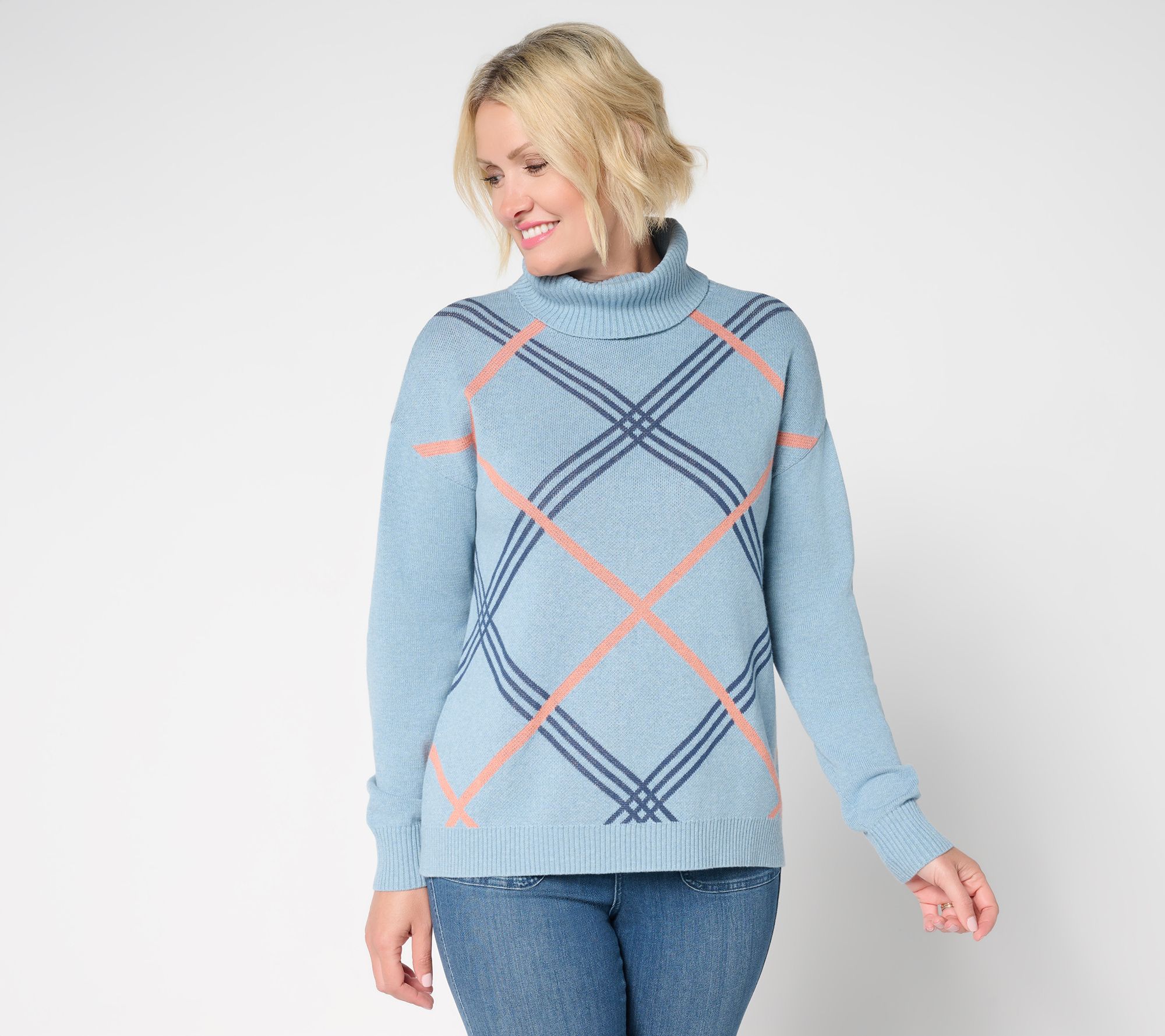 "As Is" Belle by Kim Gravel Mad for Plaid Turtleneck Sweater