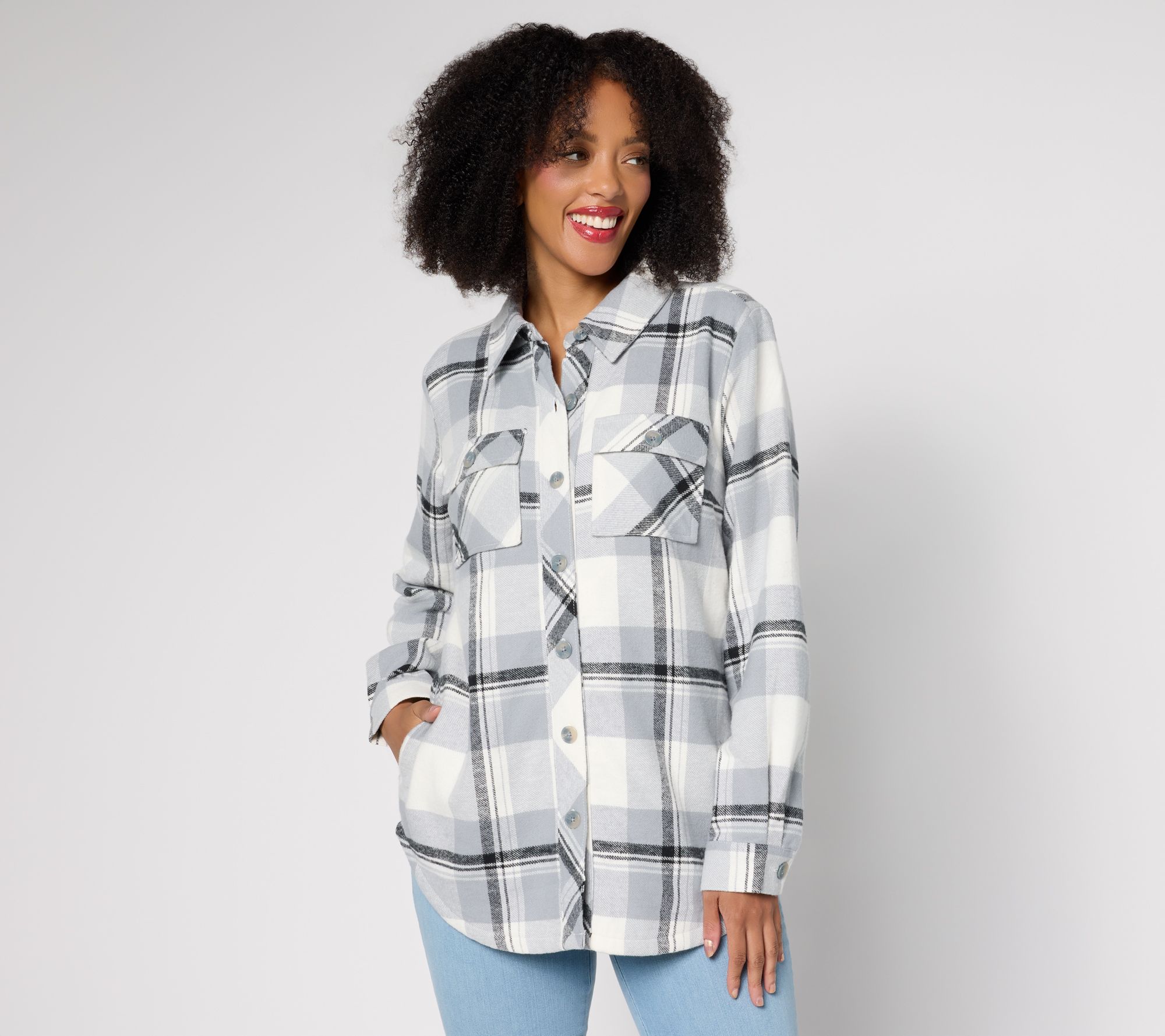 "As Is" Belle by Kim Gravel Mad for Plaid Sherpa Lined Shacket
