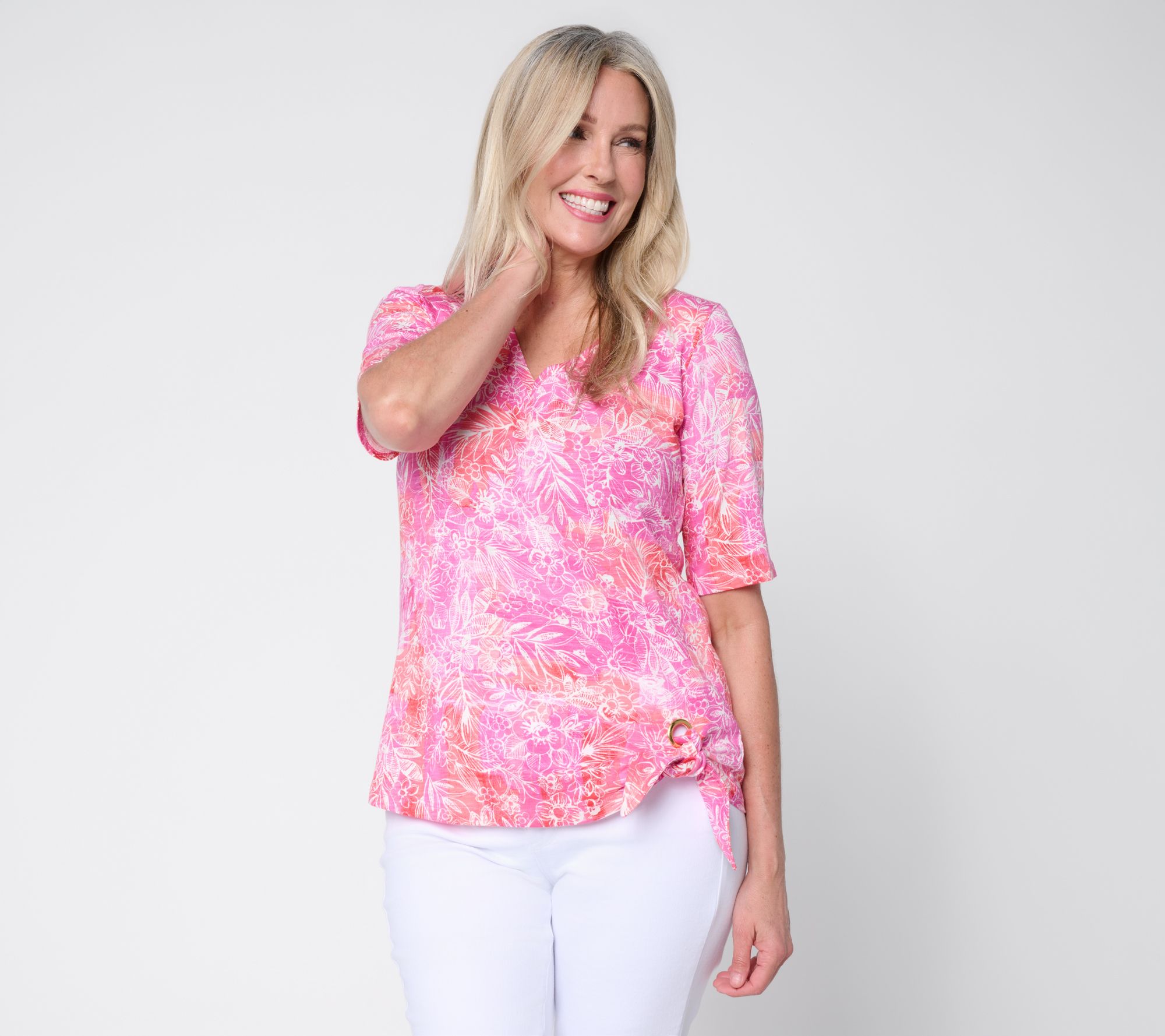 Belle by Kim Gravel Tropic Tide Gold Grommet Side Tie Top