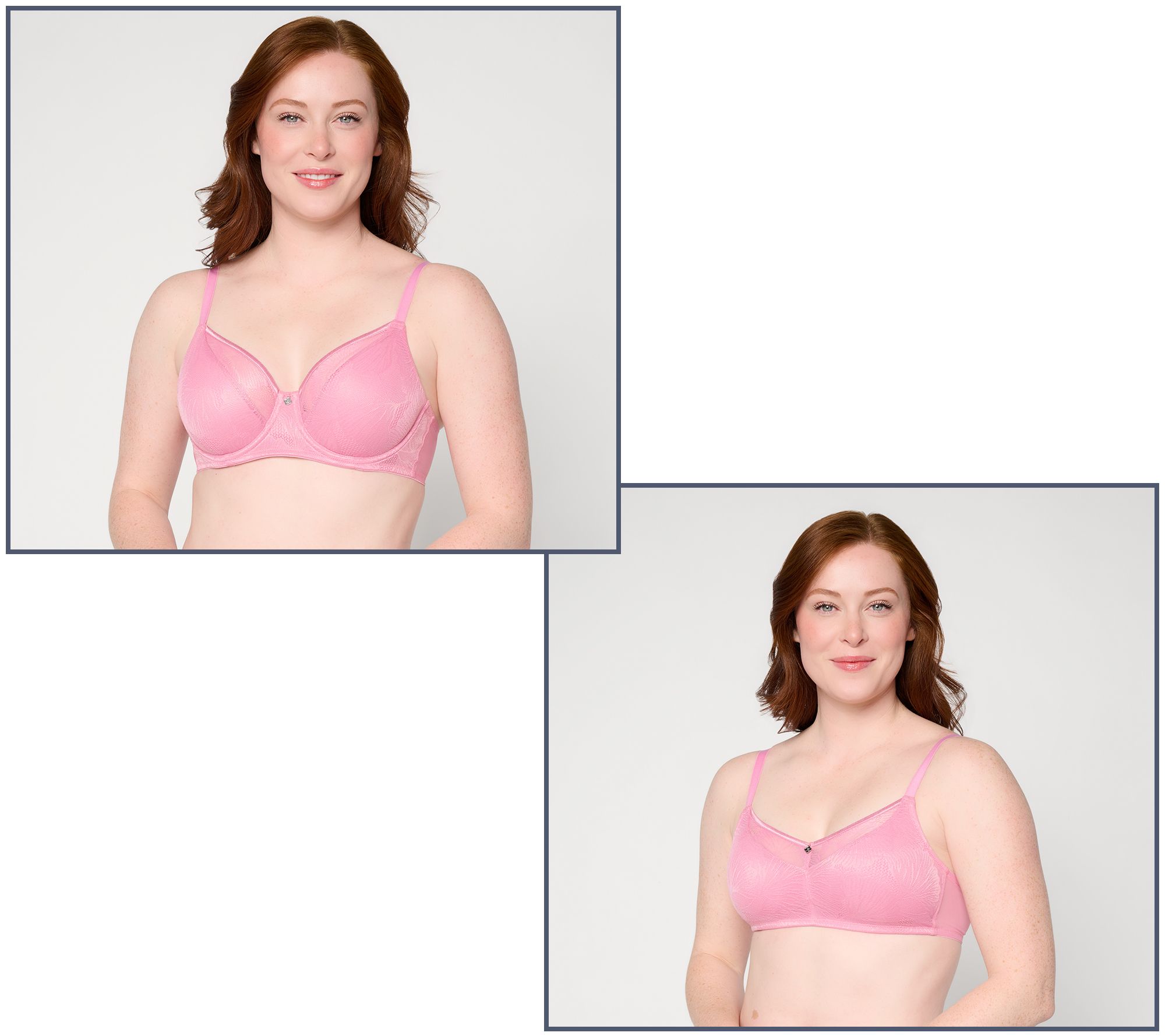 Breezies Fan Lace Unlined Underwire or Wirefree Bra