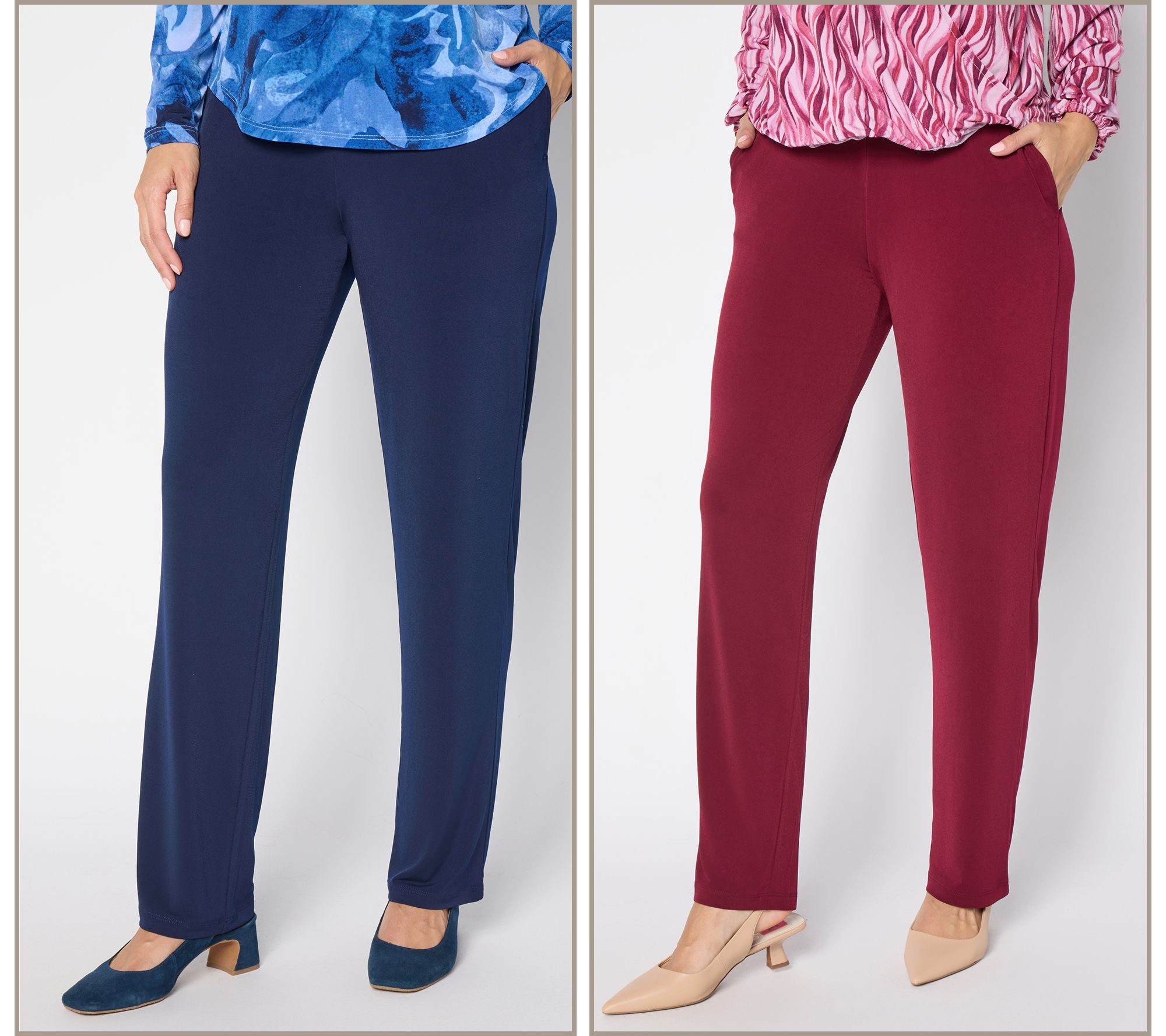 "As Is" Susan Graver Essentials Reg Set of 2 Liquid Knit Pants