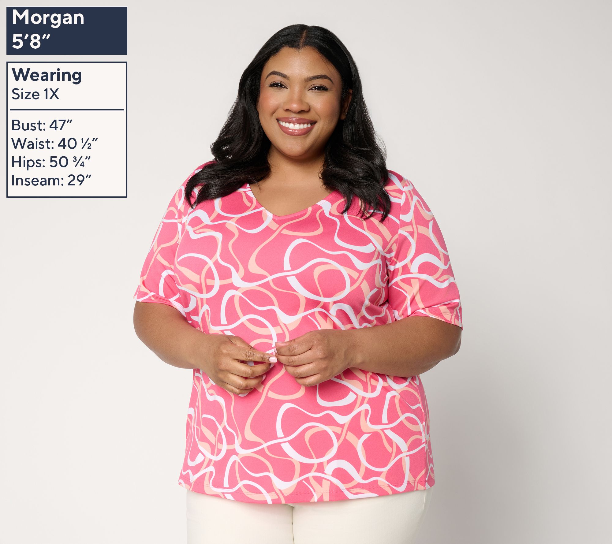 Susan Graver Printed Butterknit V-Neck Elbow Sleeve Top - QVC.com