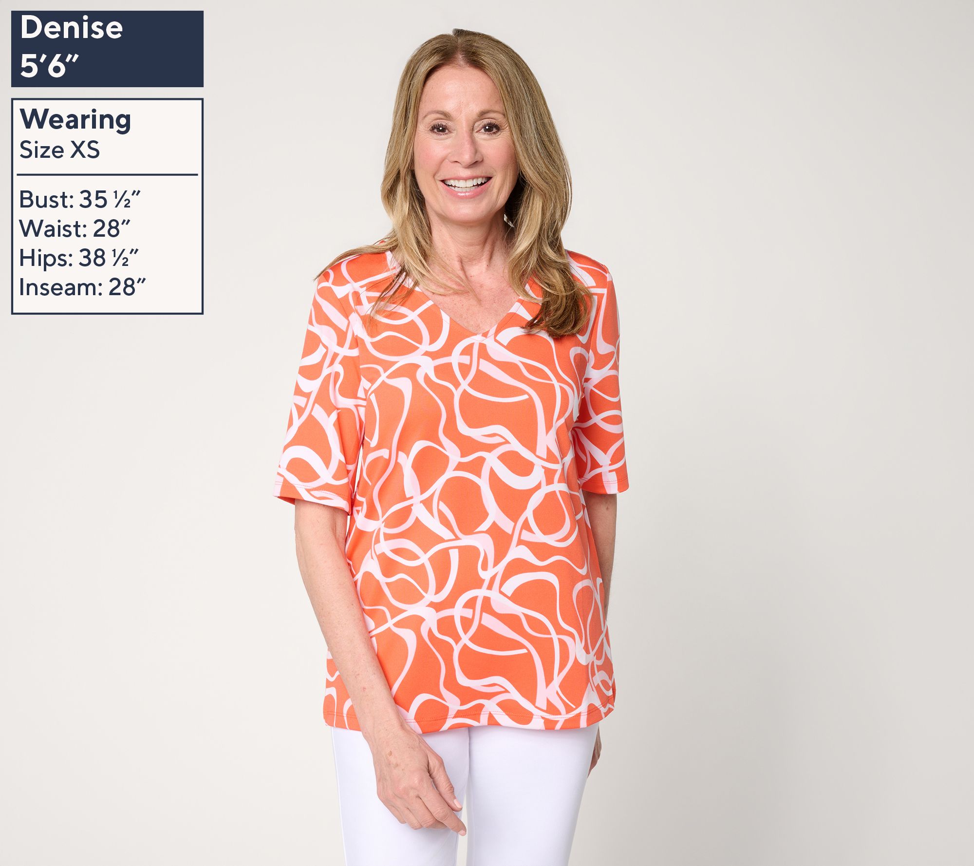 Susan Graver Printed Butterknit V-Neck Elbow Sleeve Top - QVC.com