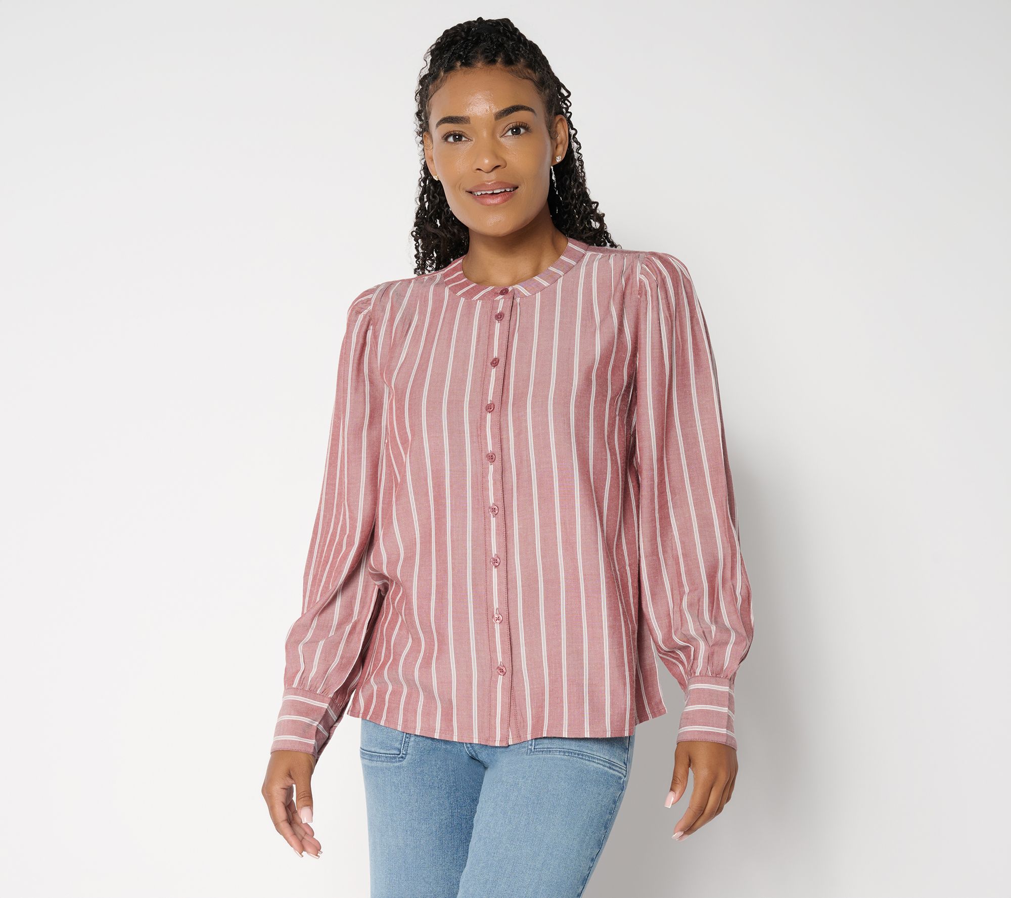 "As Is" Me by Jennie Garth Goldie Yarn Dye Striped Blouse